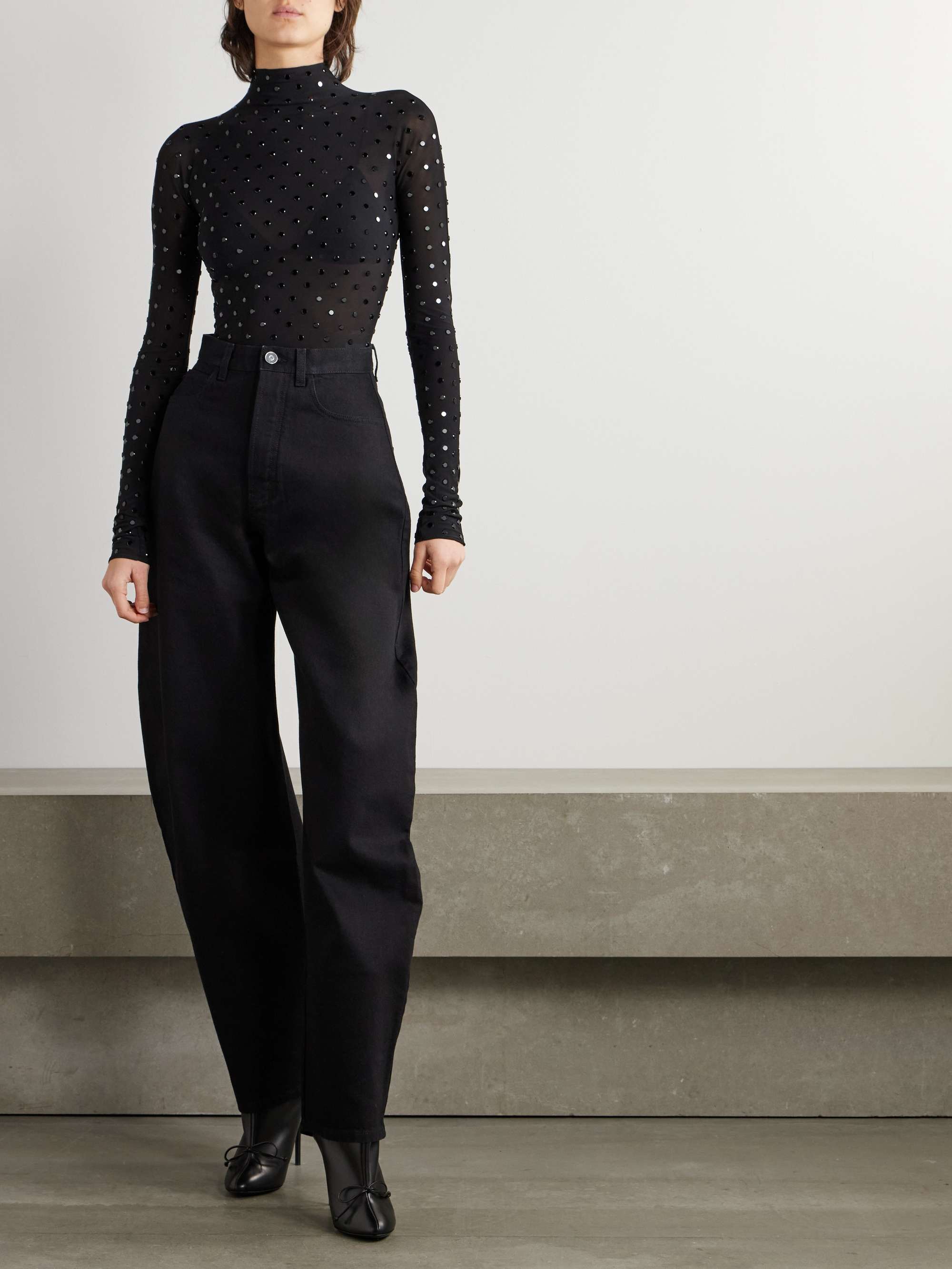 Crystal-embellished stretch-jersey bodysuit view