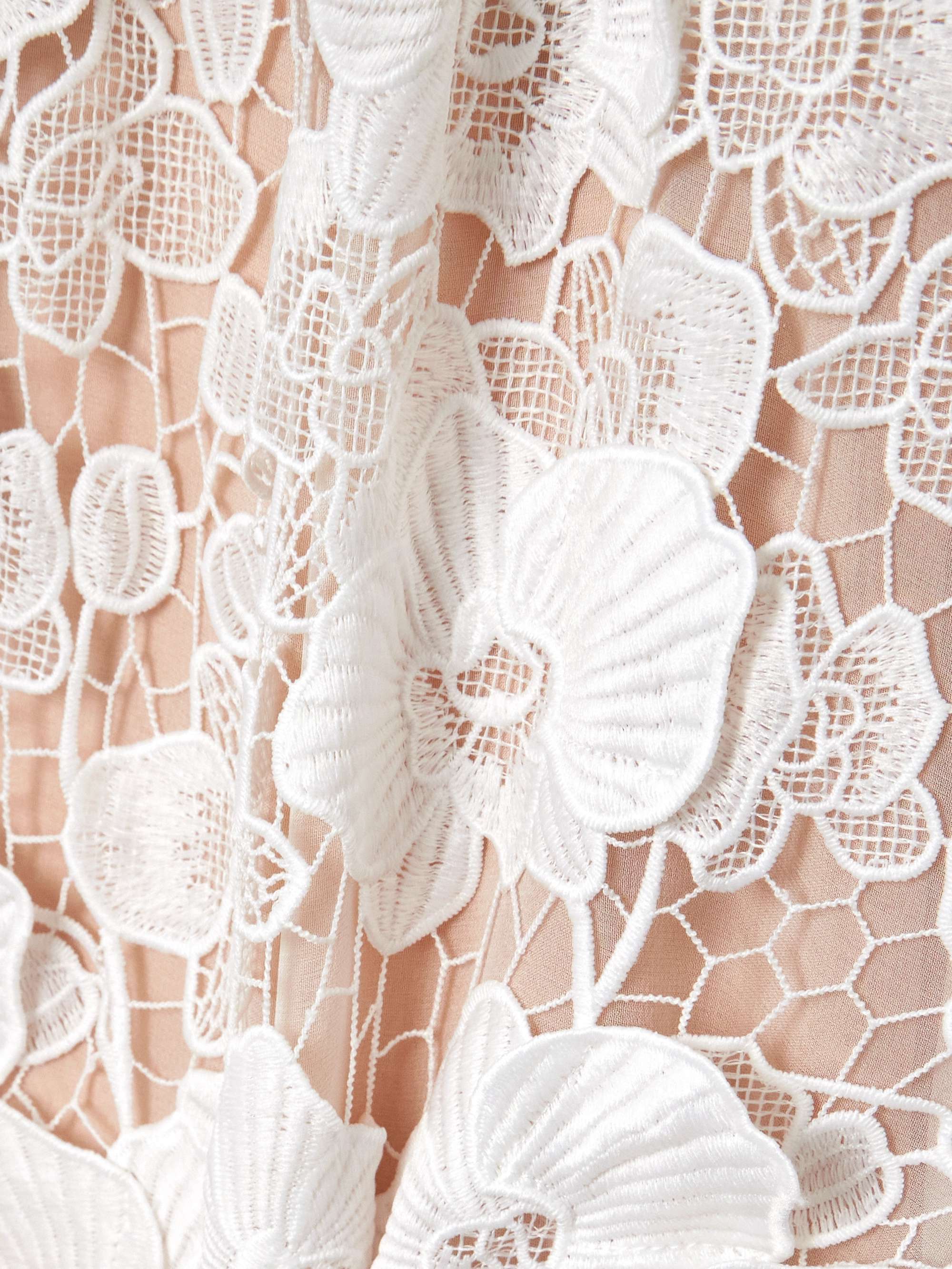 Halterneck grosgrain-trimmed guipure lace mini dress view