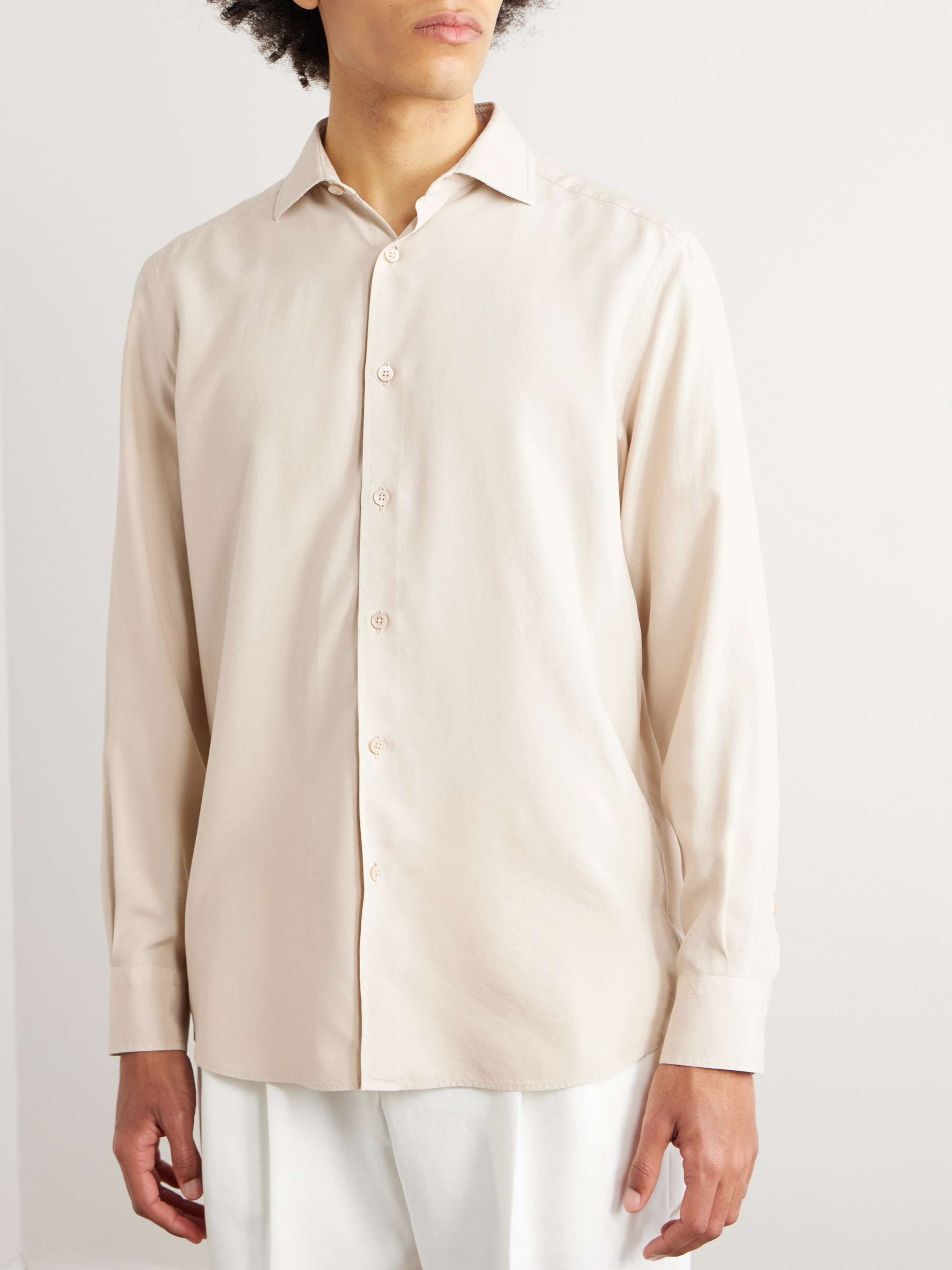 Garment-Dyed Silk Shirt view