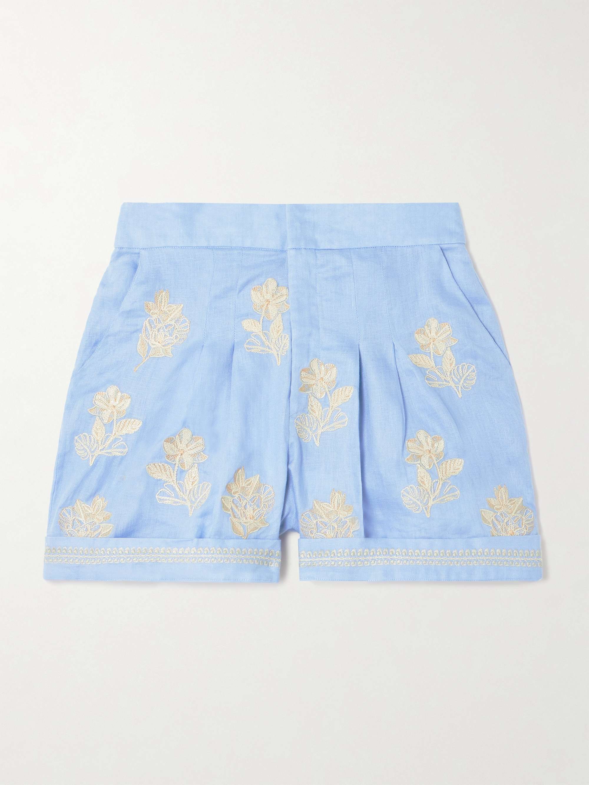 Romy Madera embroidered linen shorts view