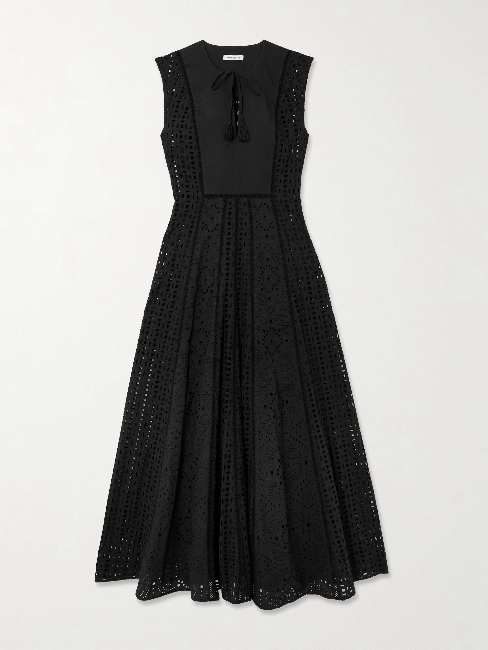 Alina tie-detailed tasseled broderie anglaise cotton maxi dress view