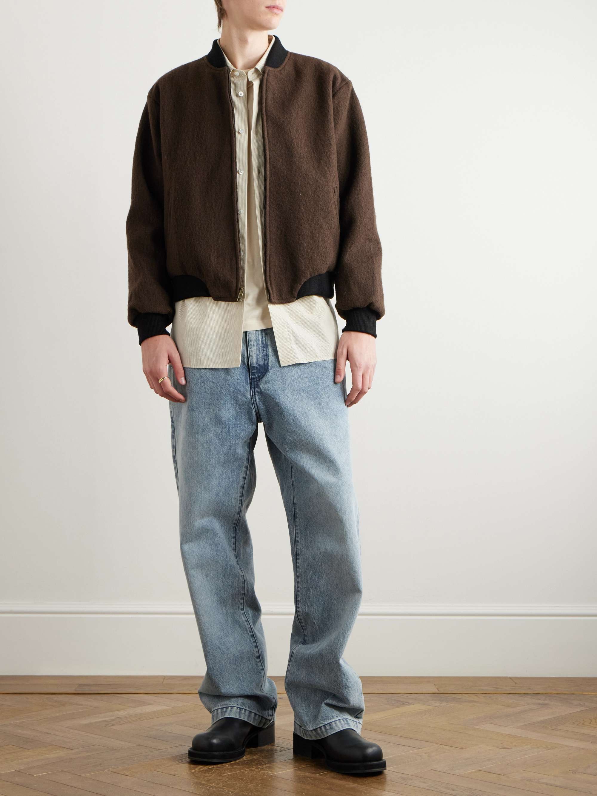 Reversible Fleece and Crinkled-Gabardine Bomber Jacket view