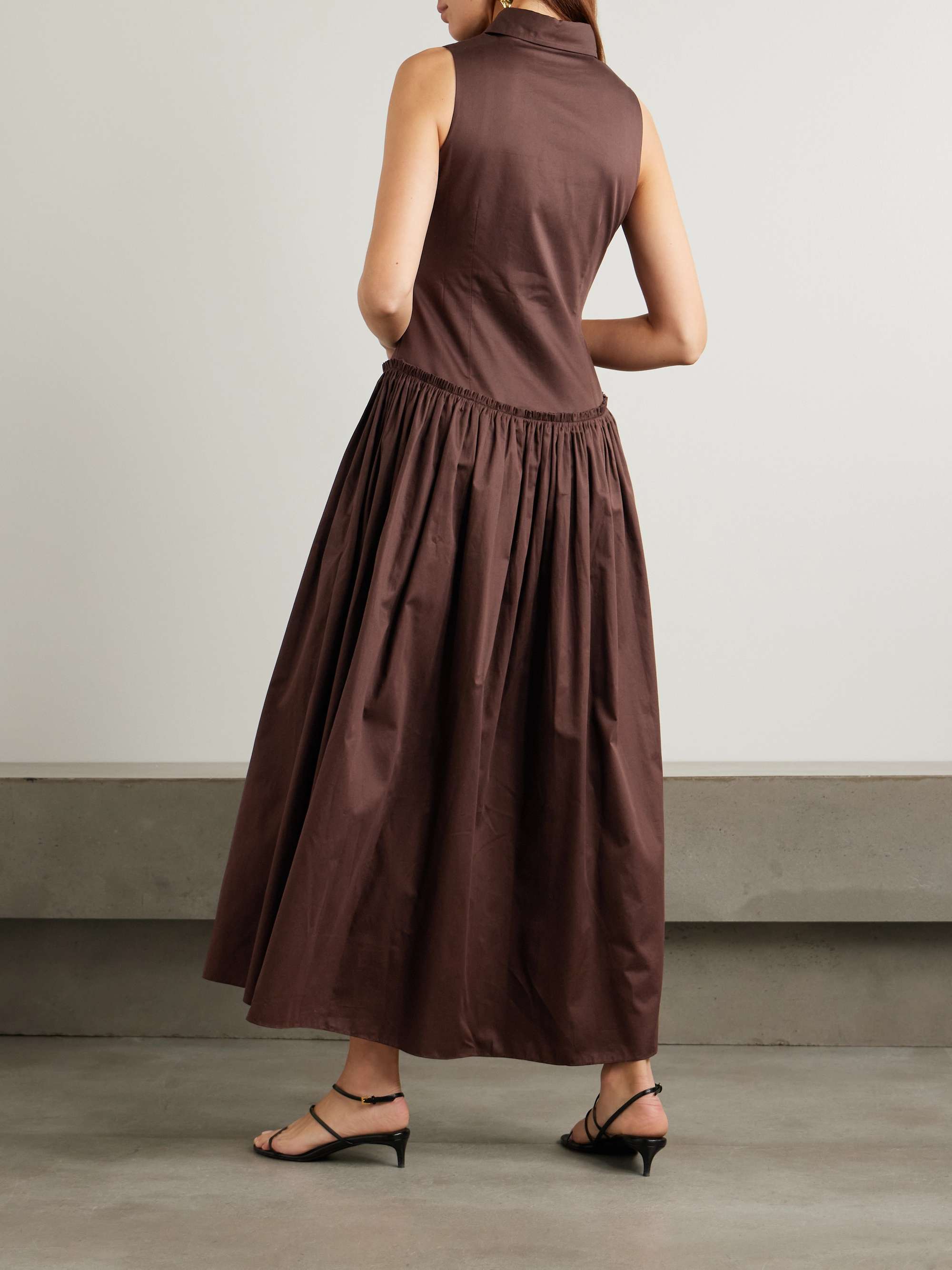Sama gathered cotton-poplin maxi shirt dress view