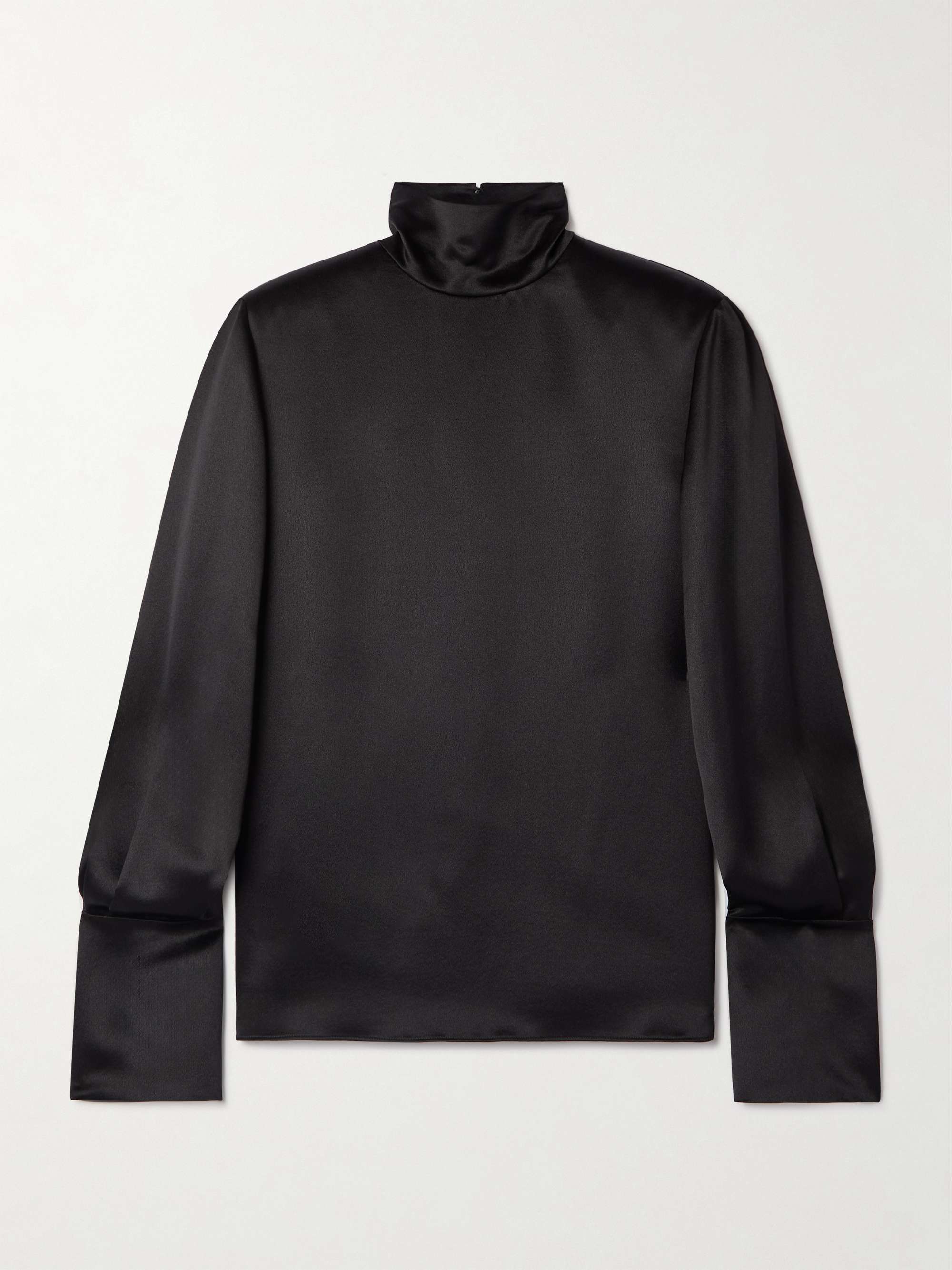 Silk-satin turtleneck blouse view
