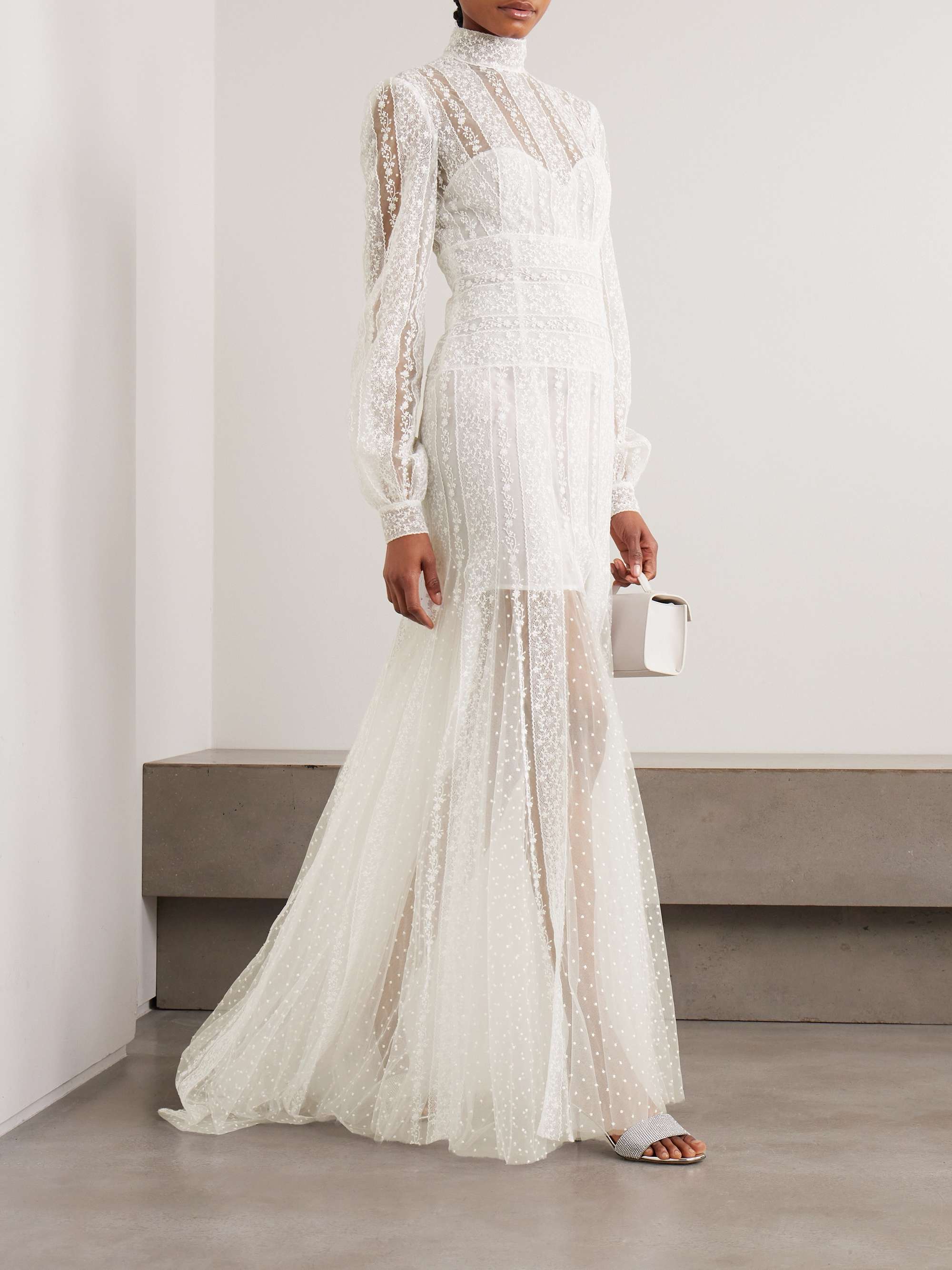 Theia embroidered tulle gown view
