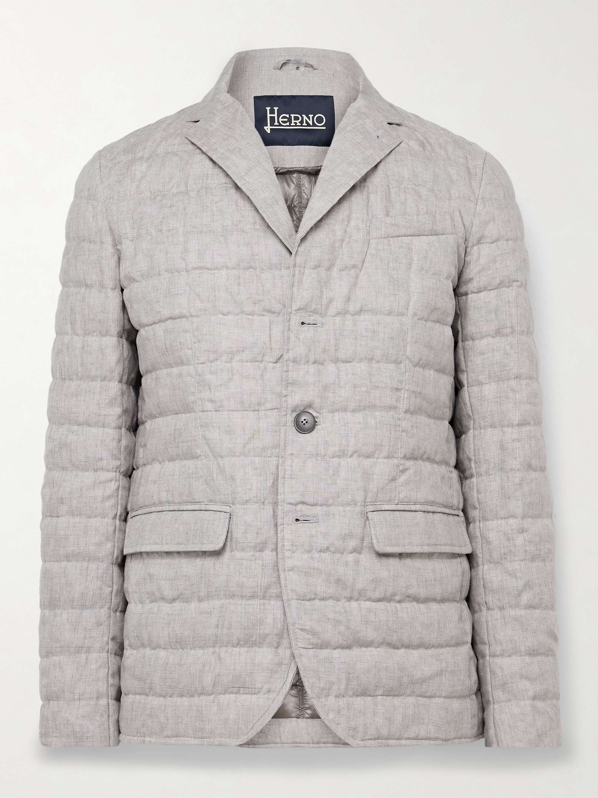 Slim-Fit Padded Quilted Linen Down Blazer view