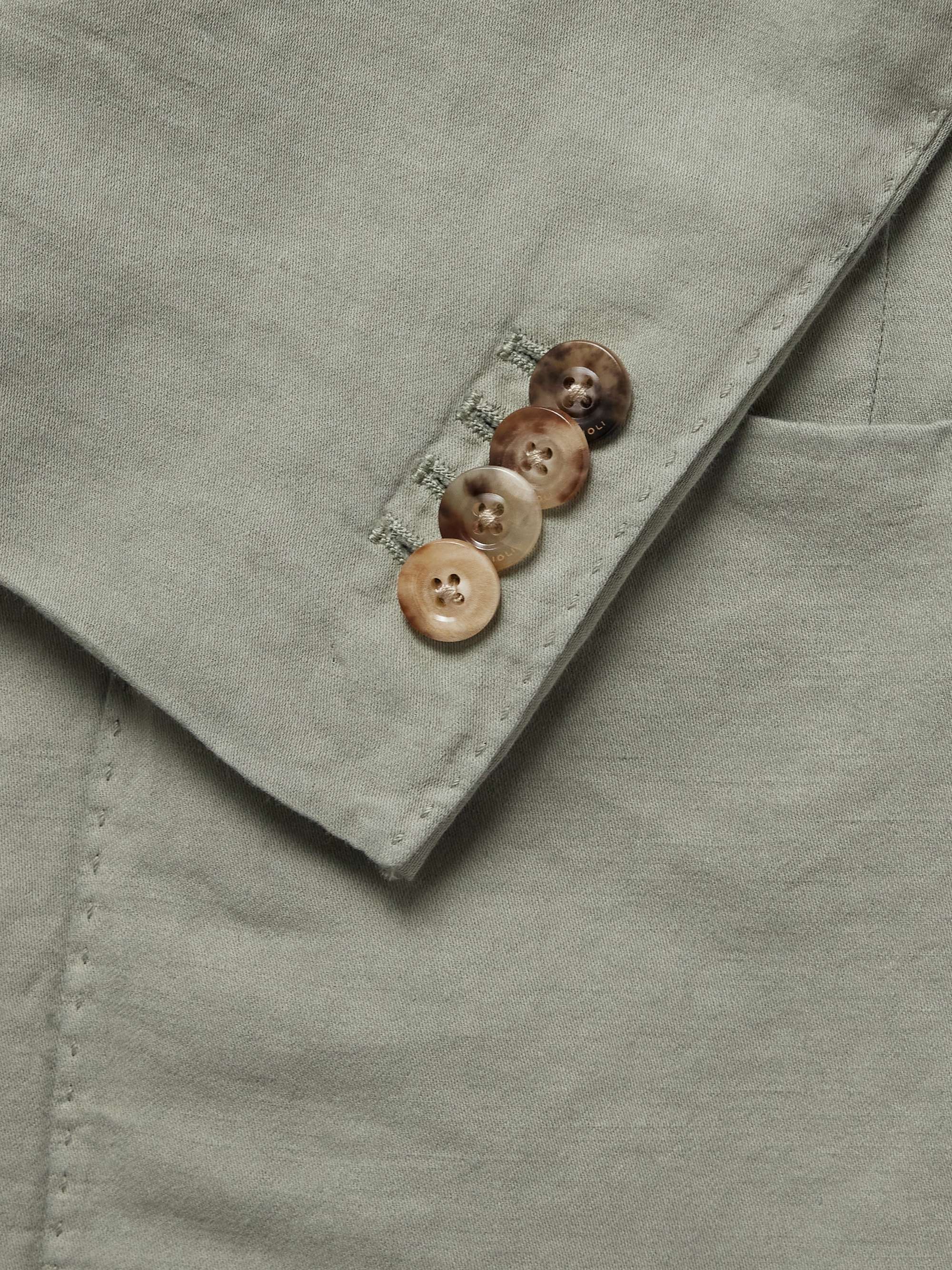 Unstructured Garment-Dyed Cotton and Linen-Blend Blazer view