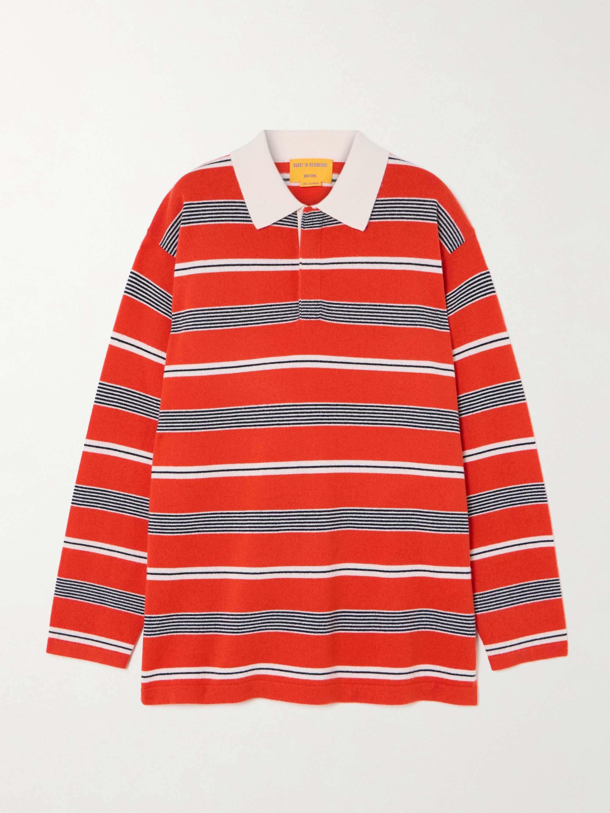 Striped cashmere polo shirt view
