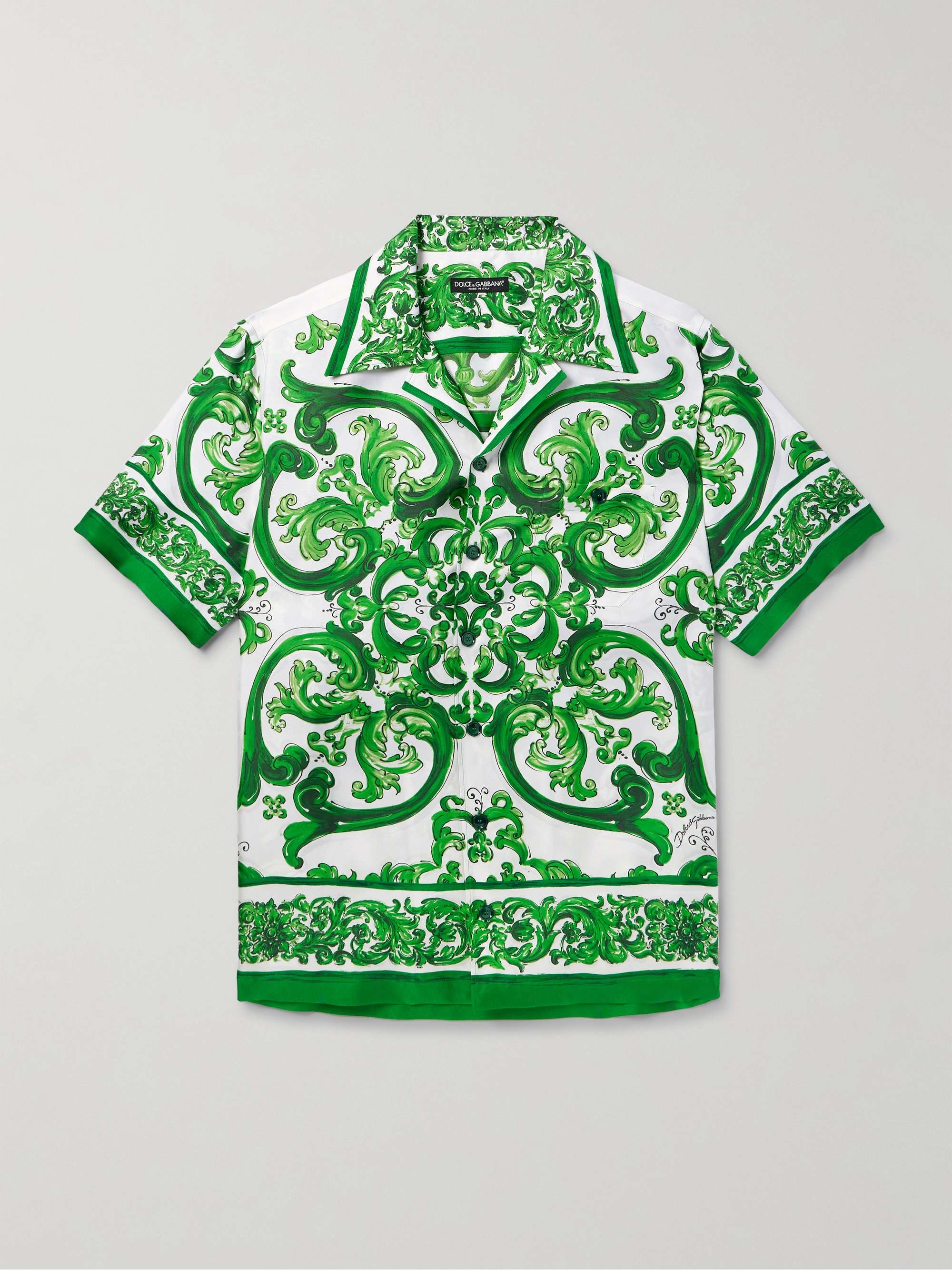 Camp-Collar Floral-Print Silk-Twill Shirt view