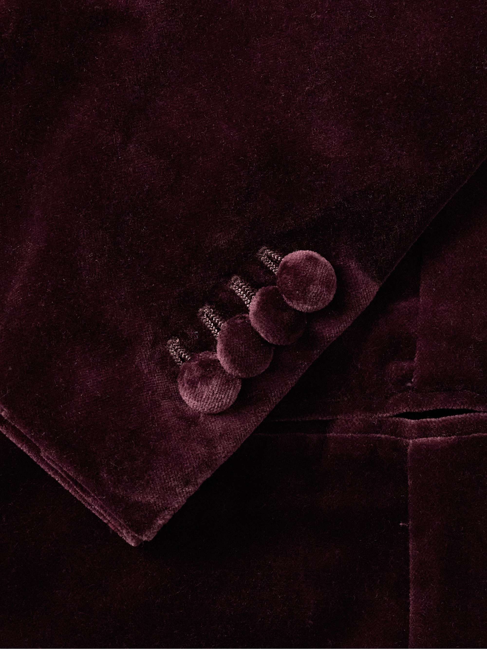 Slim-Fit Shawl-Lapel Double-Breasted Cotton-Velvet Tuxedo Jacket view
