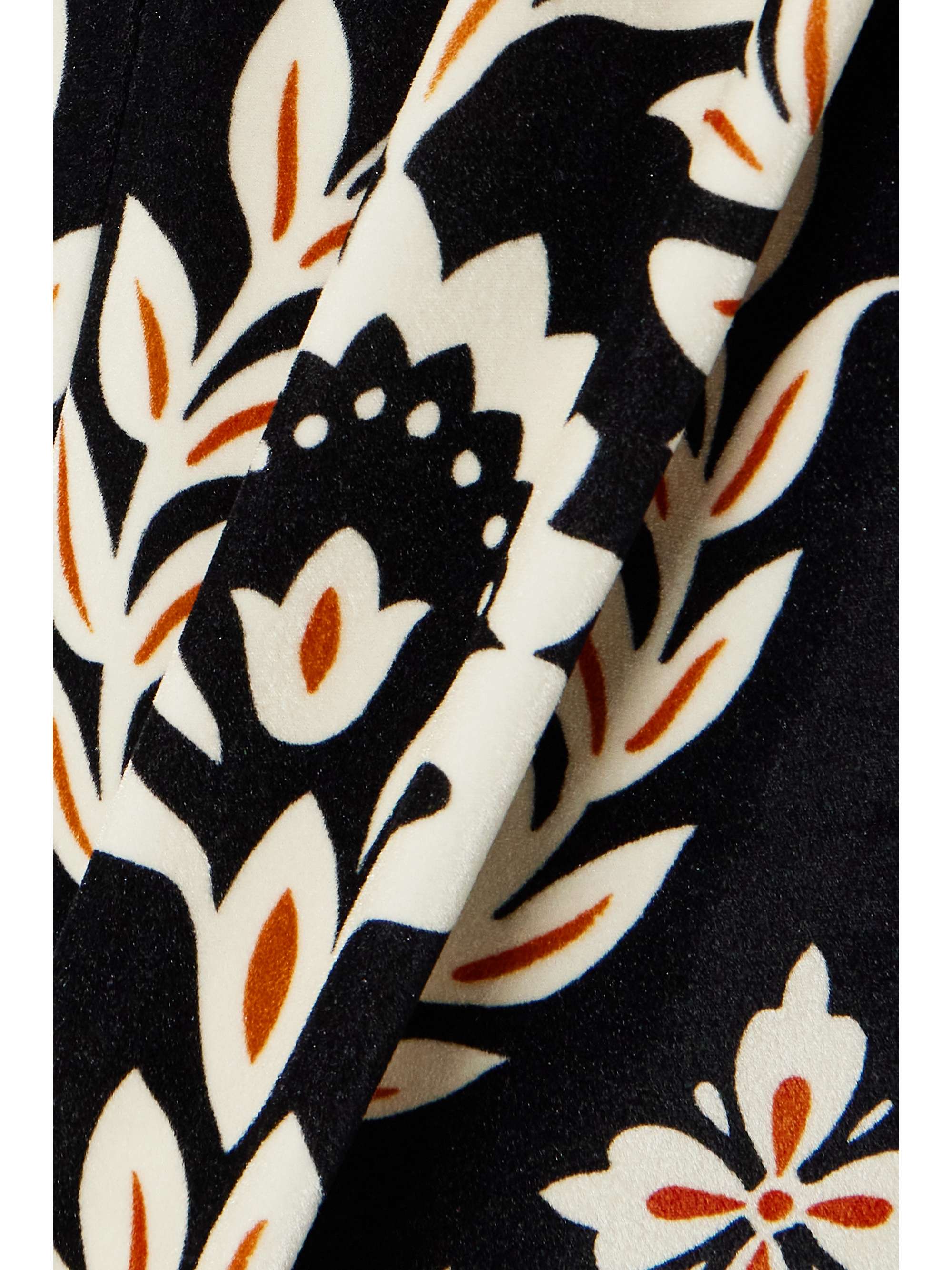 Printed stretch-velvet wide-leg pants view