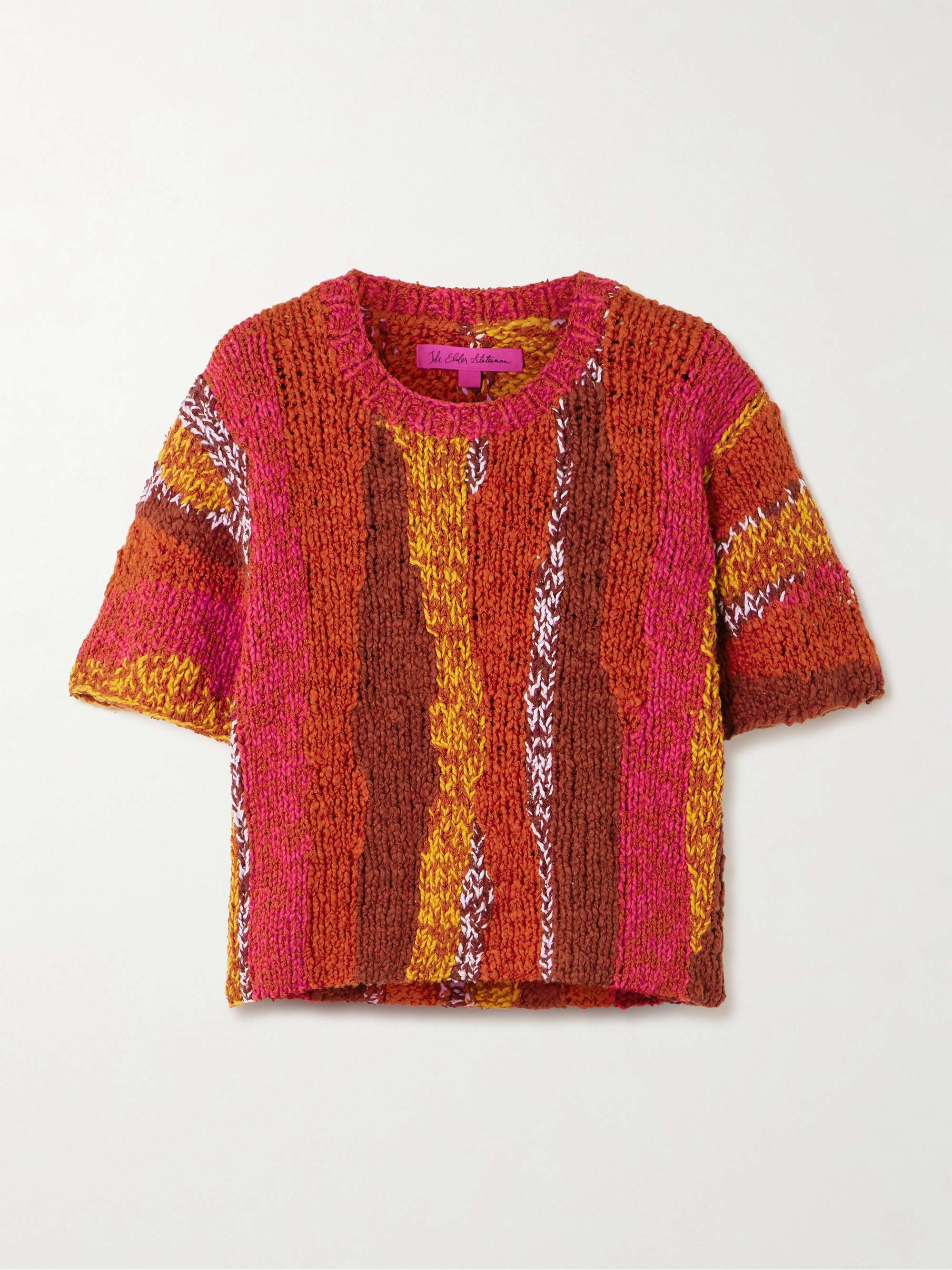 Striped organic cotton-bouclé T-shirt view