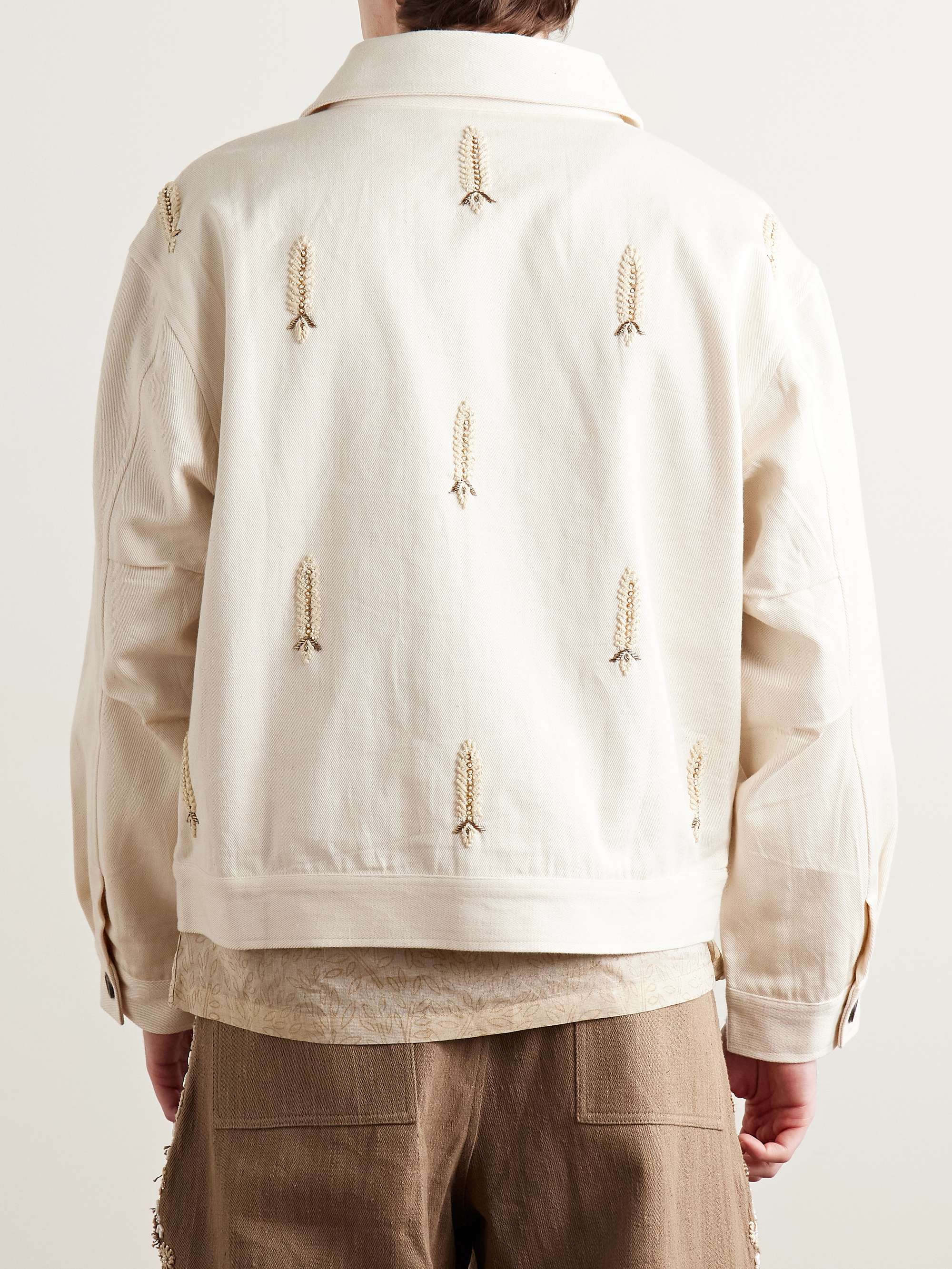 Embellished Embroidered Cotton-Twill Jacket view
