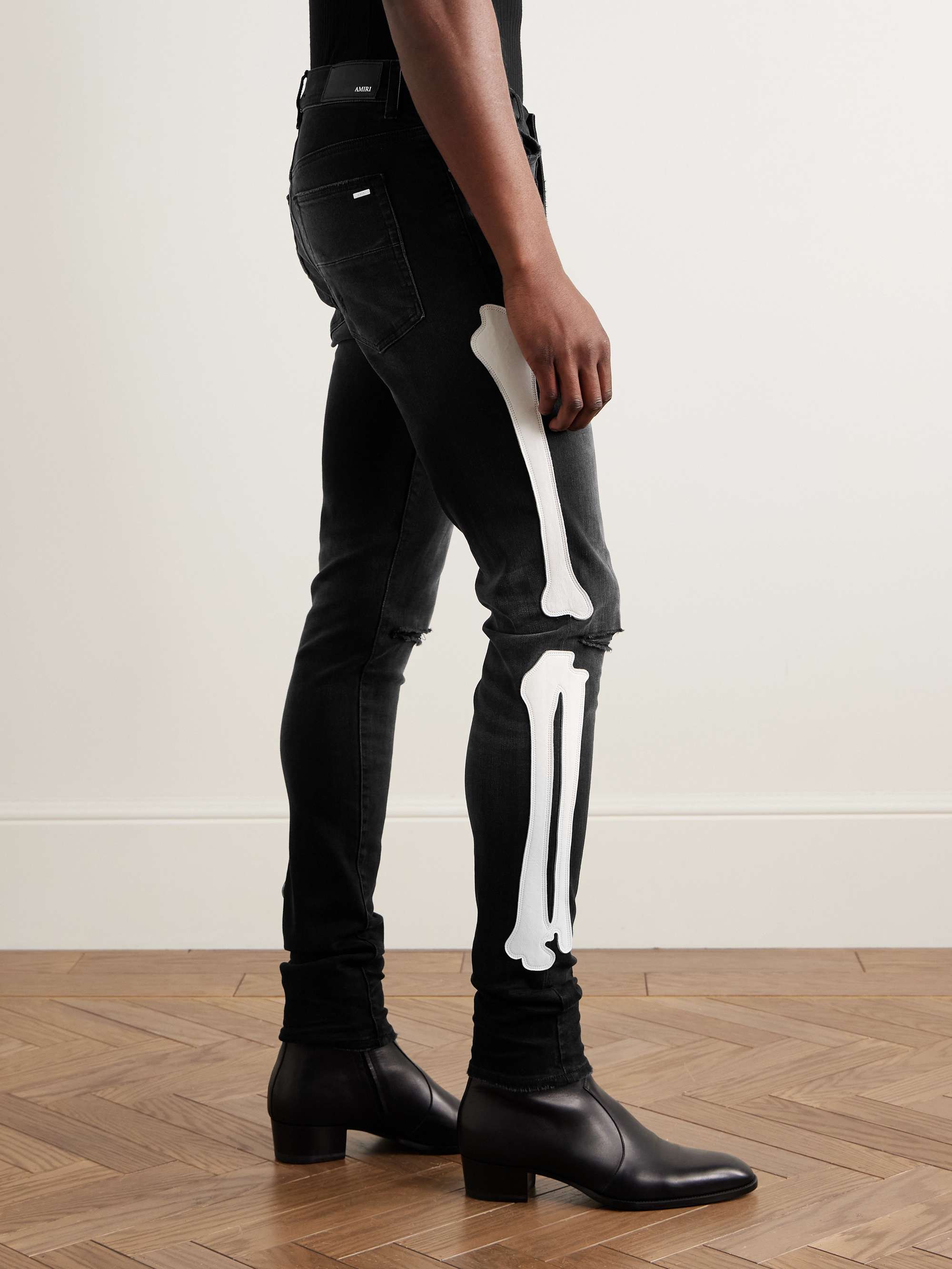 Bones Skinny-Fit Appliquéd Distressed Jeans view