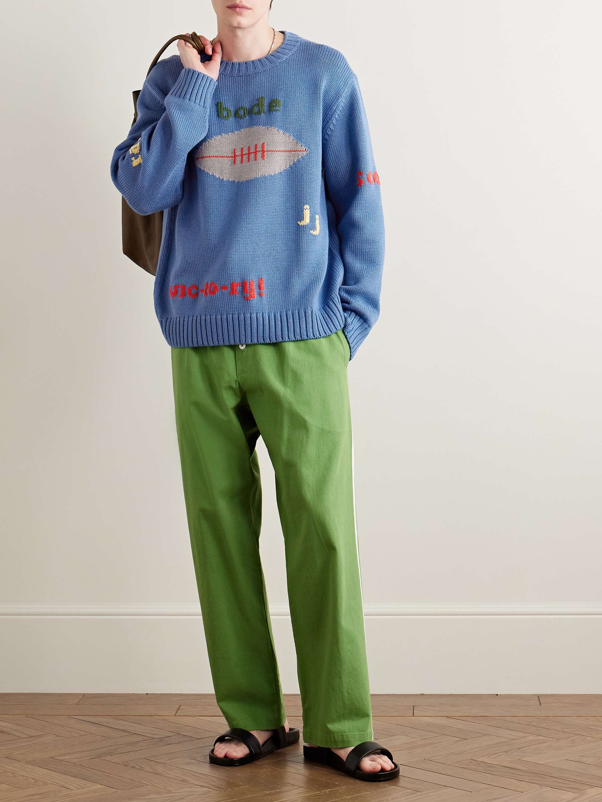 Spirit Intarsia-Knit Pima Cotton and Merino Wool-Blend Sweater view