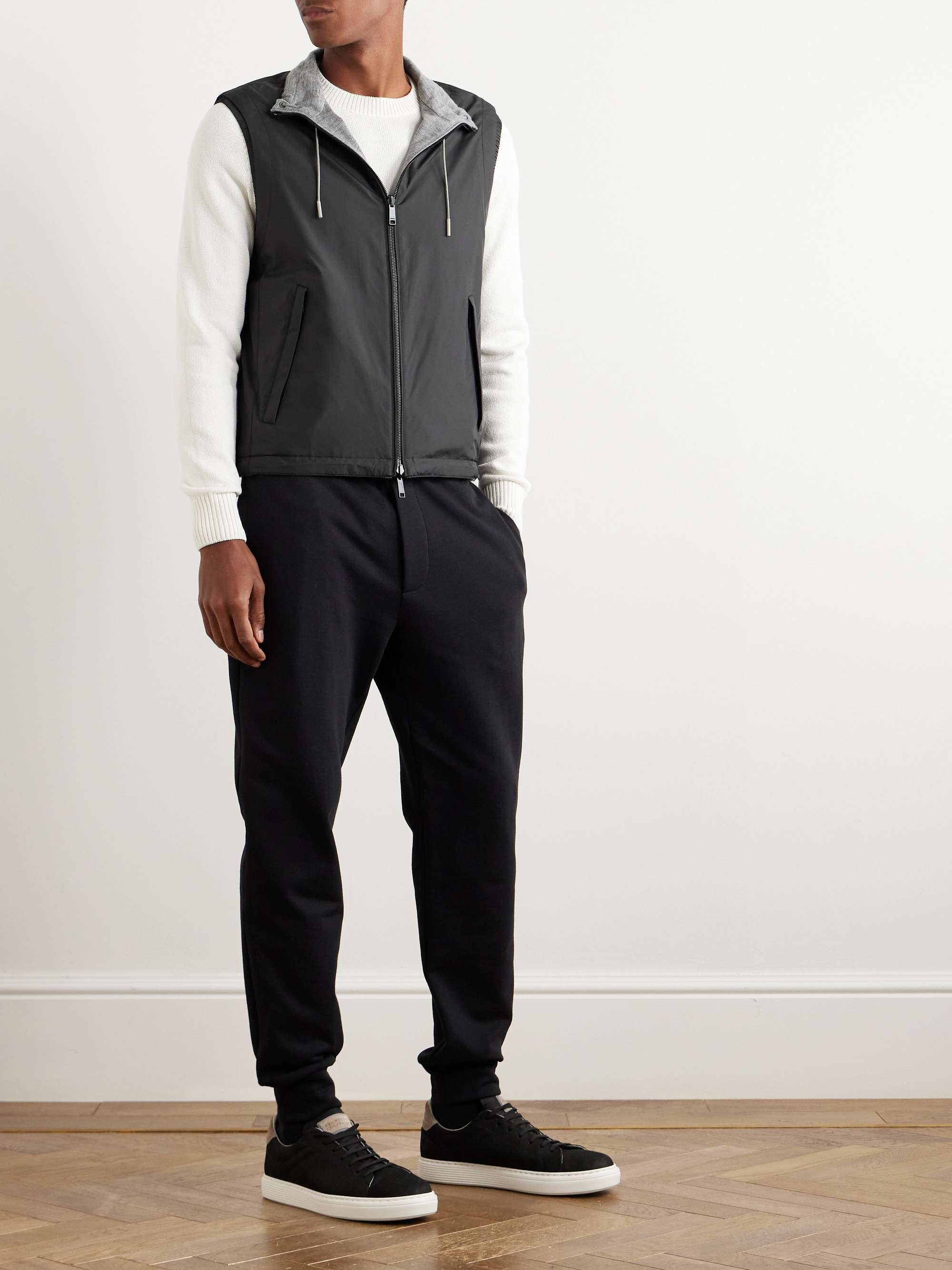 Reversible Micofibre and Cashmere, Cotton and Silk-Blend Twill Gilet view
