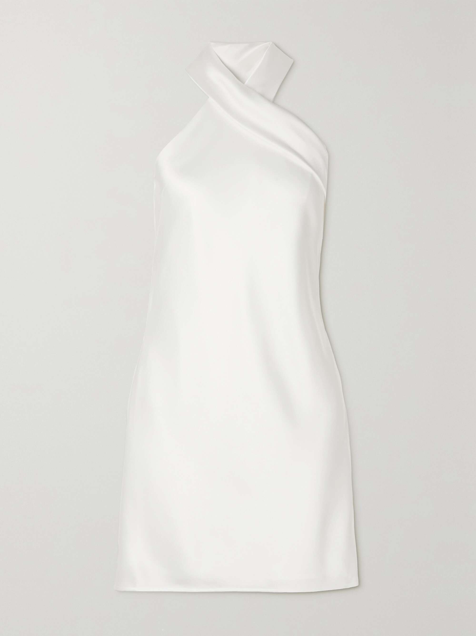 Pandora tie-detailed satin halterneck mini dress view