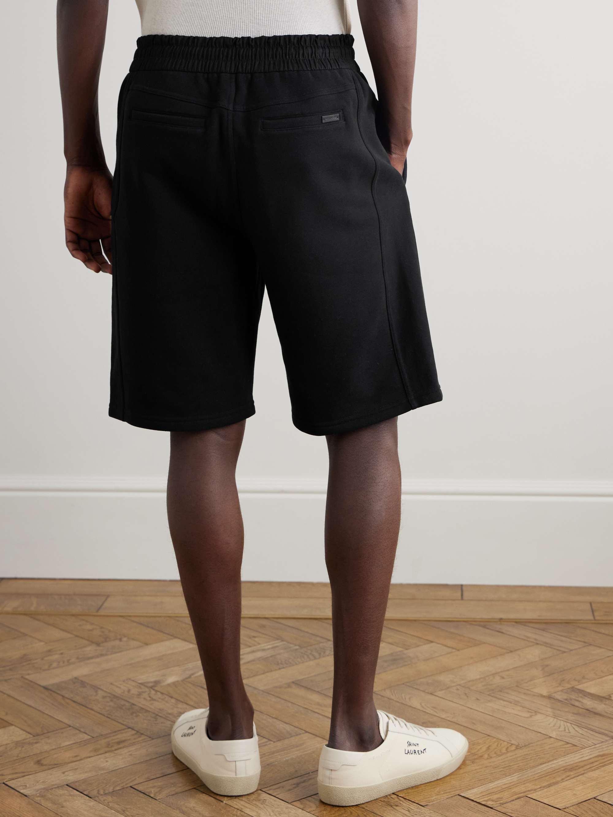 Straight-Leg Logo-Embroidered Cotton-Jersey Drawstring Shorts view