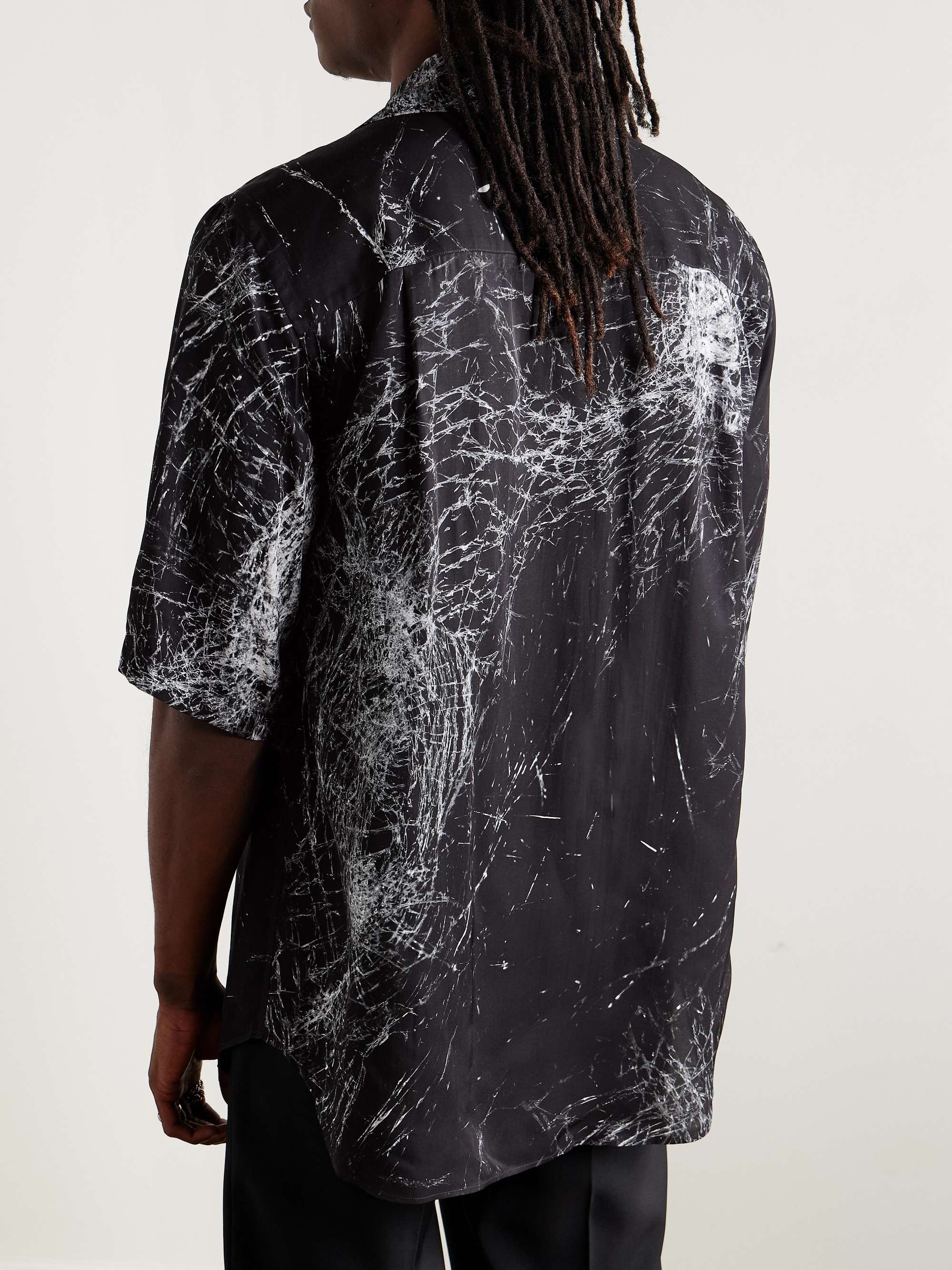 Camp-Collar Printed Crepe de Chine Shirt view