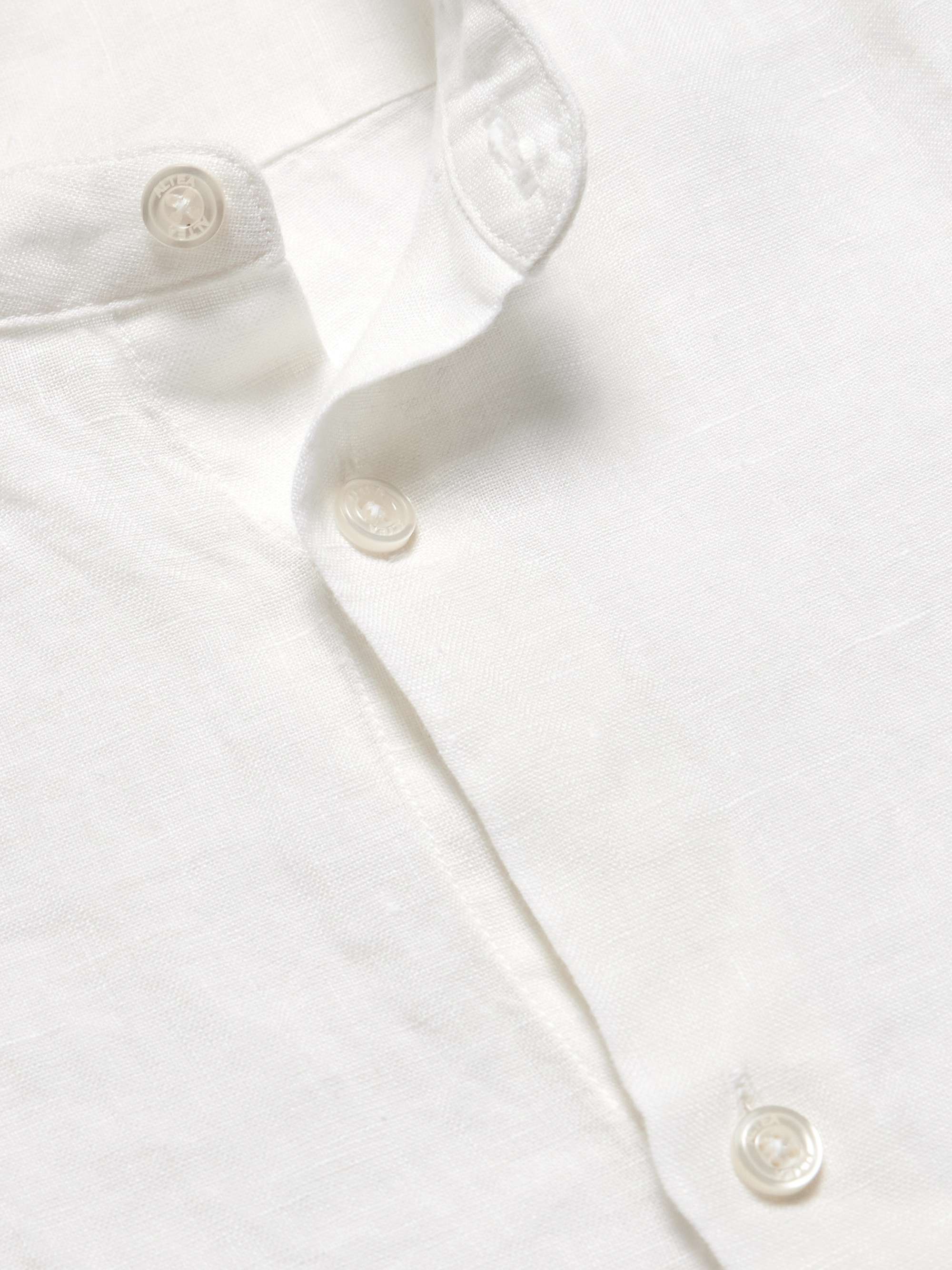 Clark Grandad-Collar Garment-Dyed Linen Shirt view