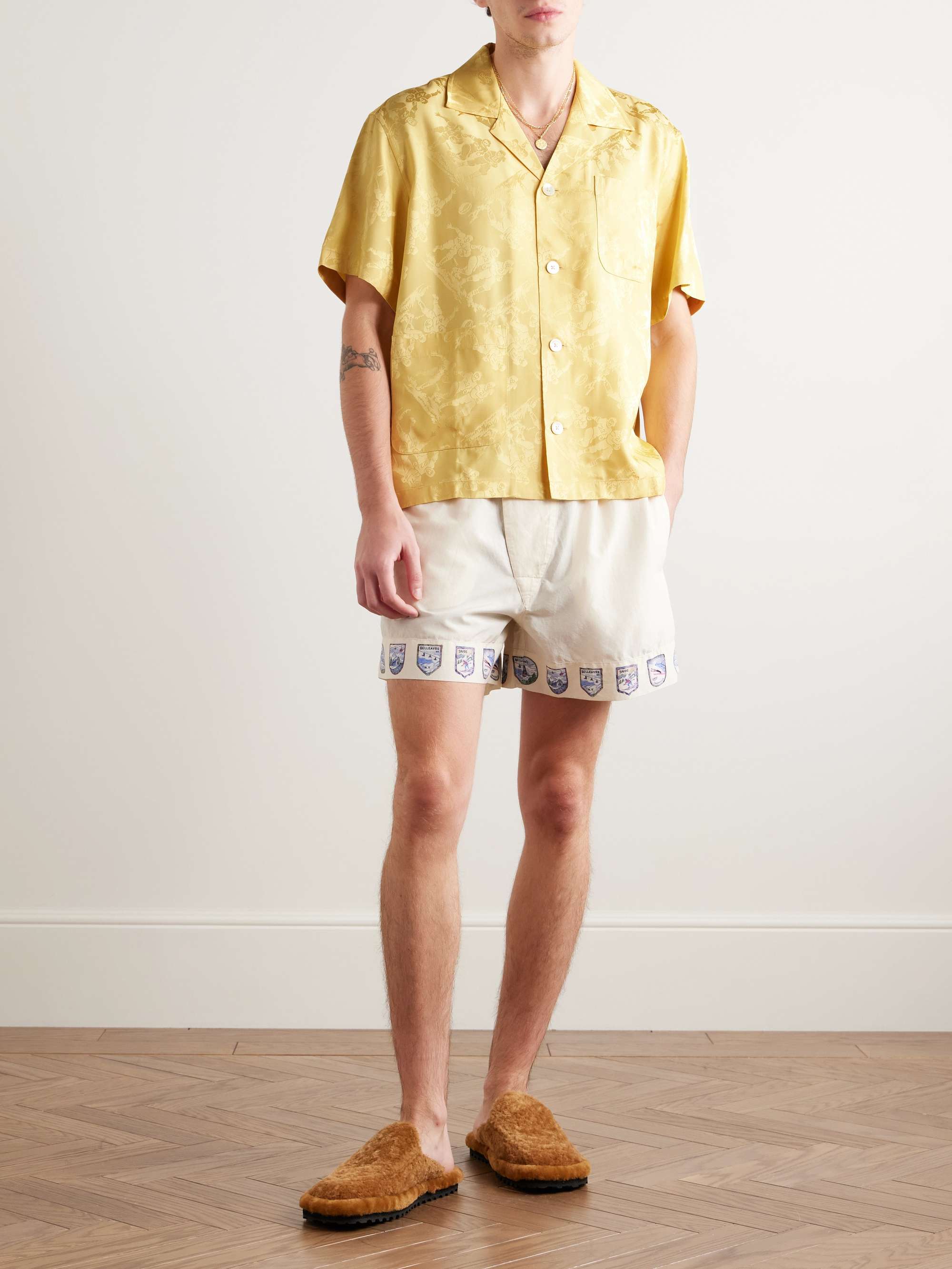 Louie Camp-Collar Satin-Jacquard Shirt view