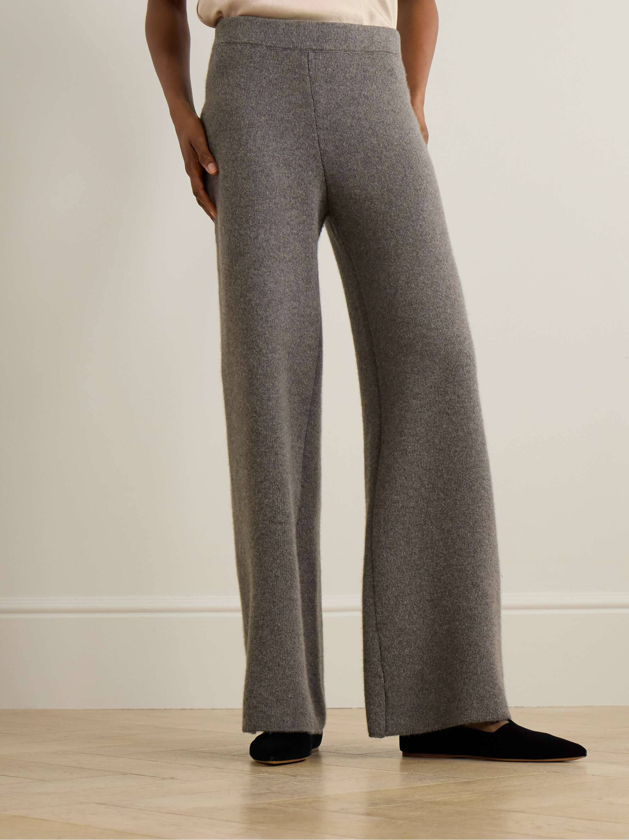 Wool and cashmere-blend wide-leg pants view