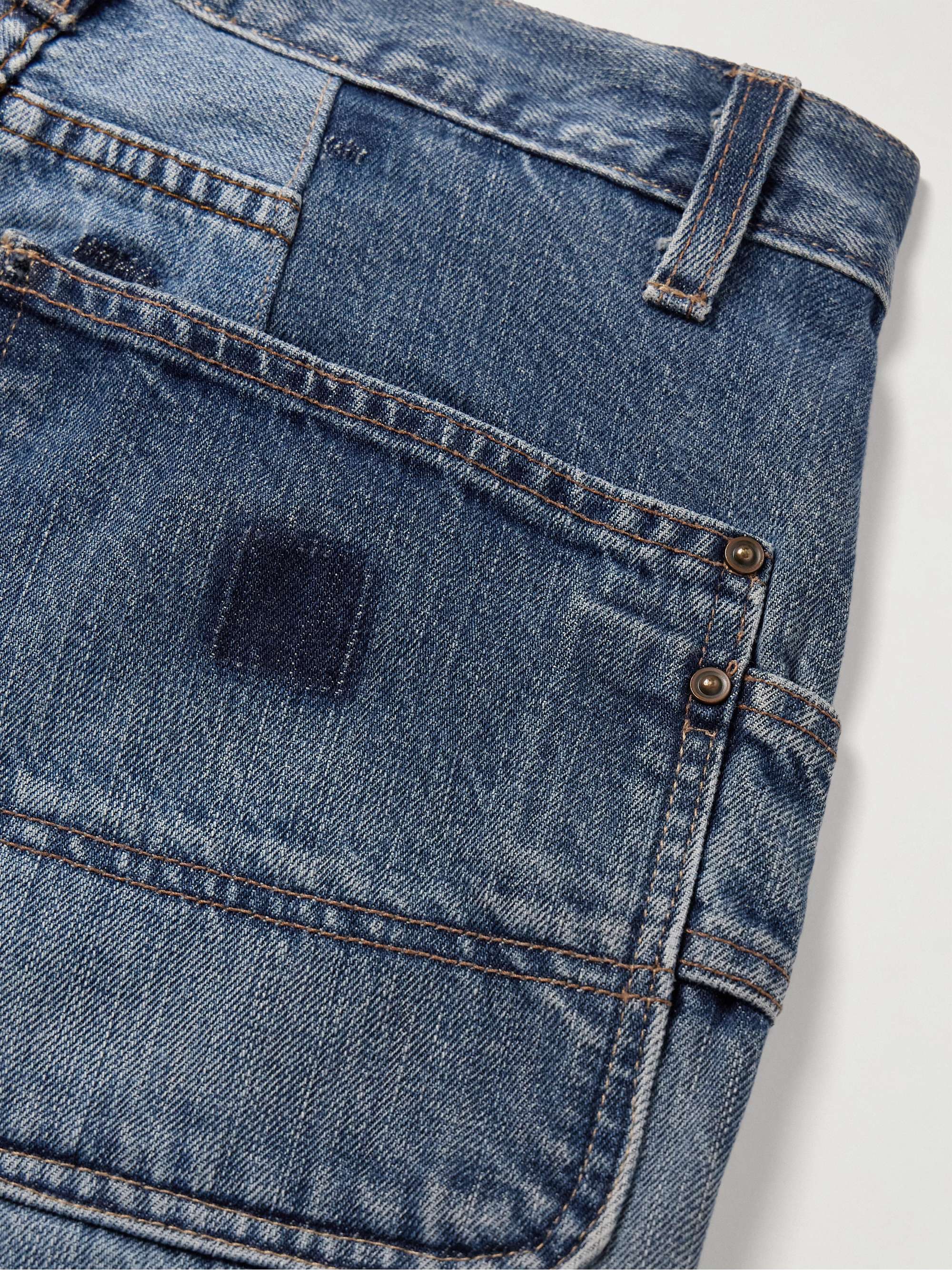 Straight-Leg Patchwork Embellished Upcycled Jeans view
