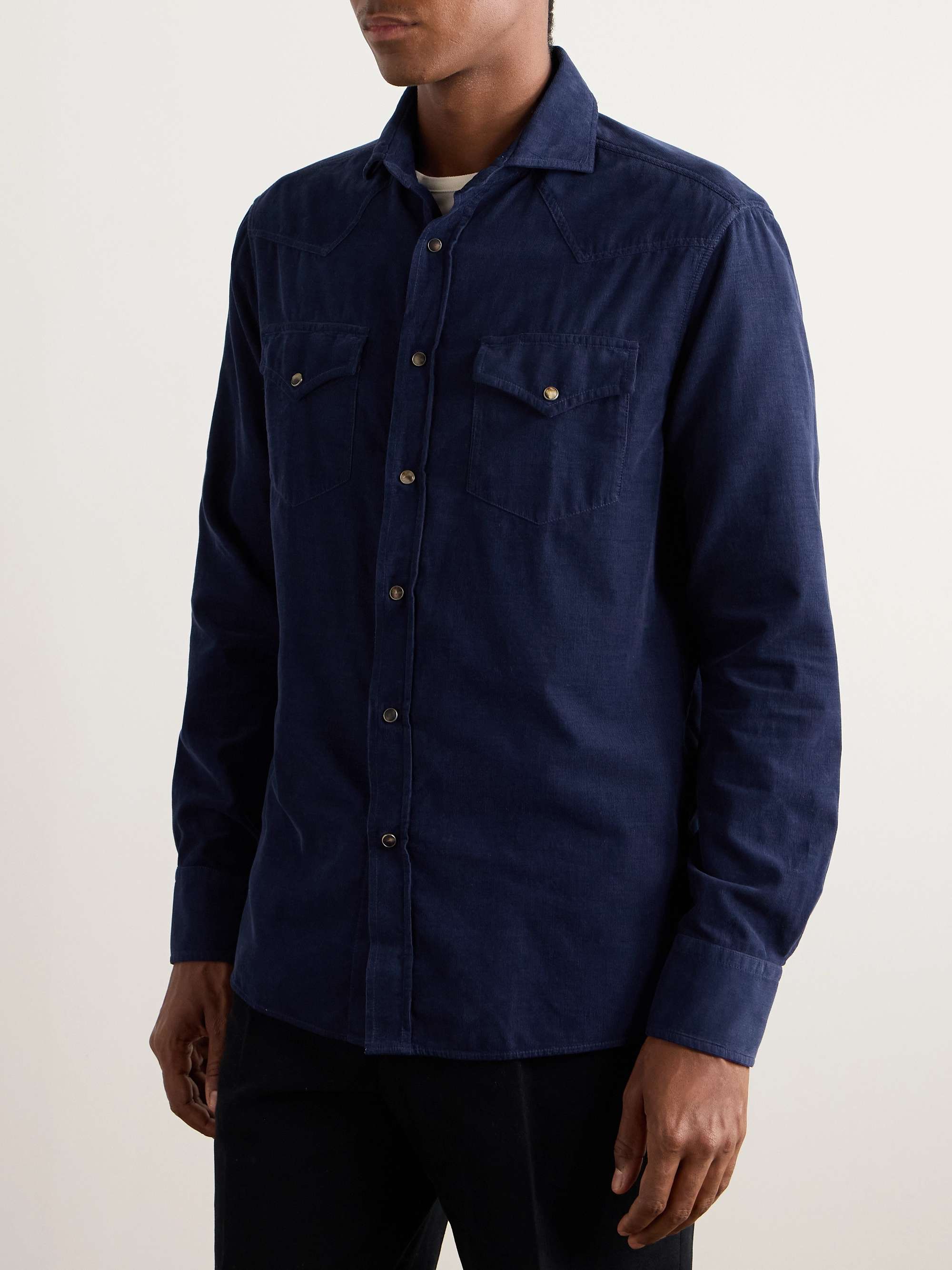 Cutaway-Collar Cotton-Corduroy Western Shirt view