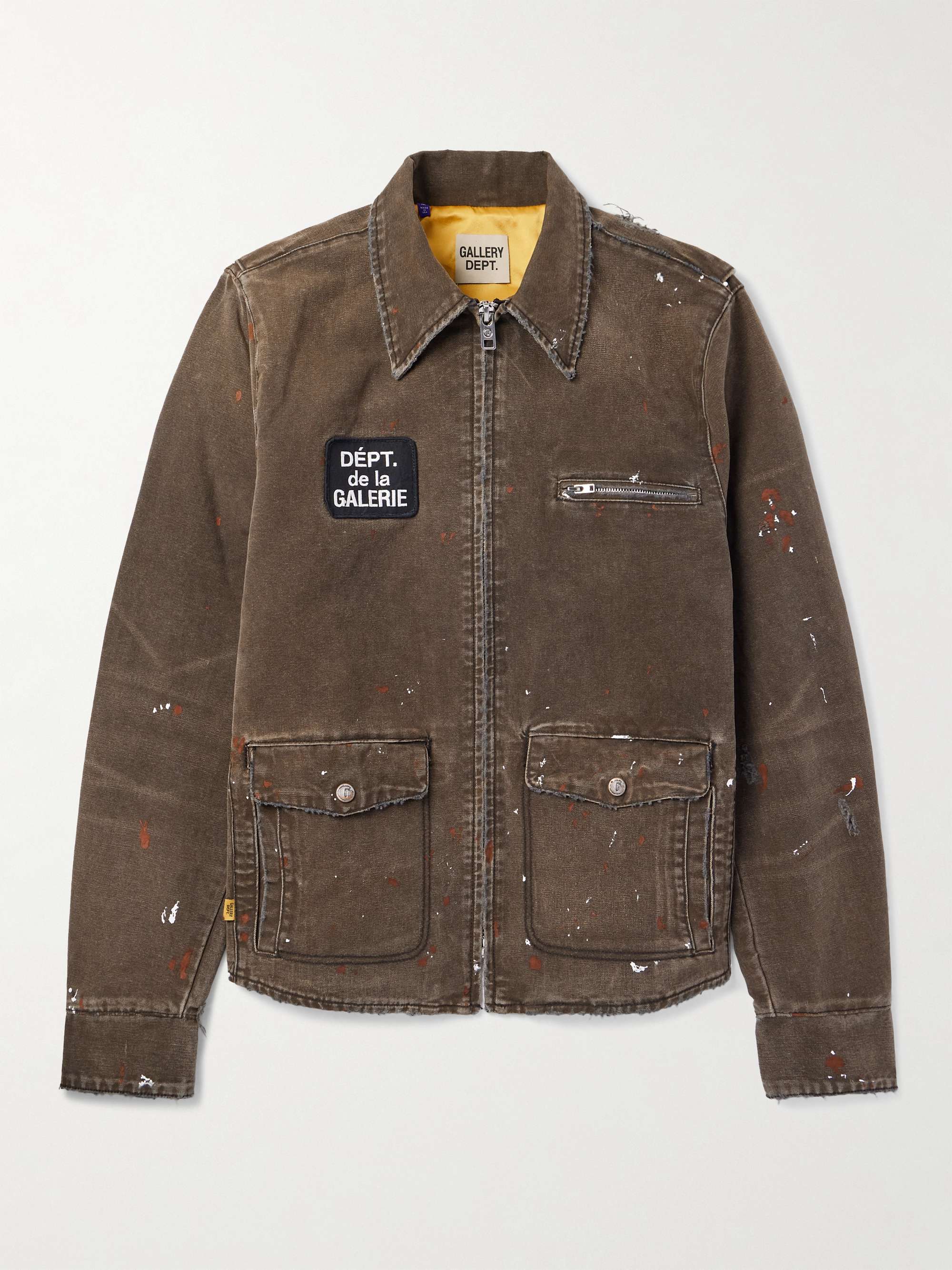 Billy B Paint-Splattered Distressed Coated-Canvas Jacket view