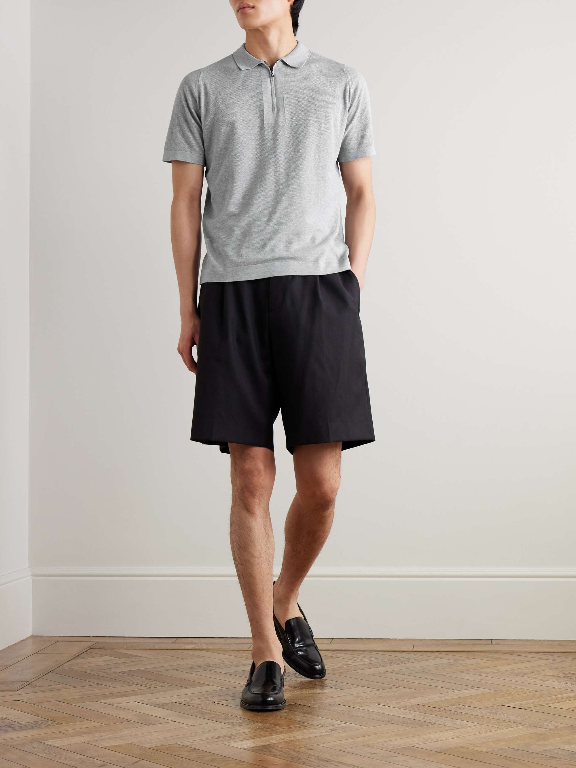 Sandbanks Sea Island Cotton Half-Zip Polo Shirt view