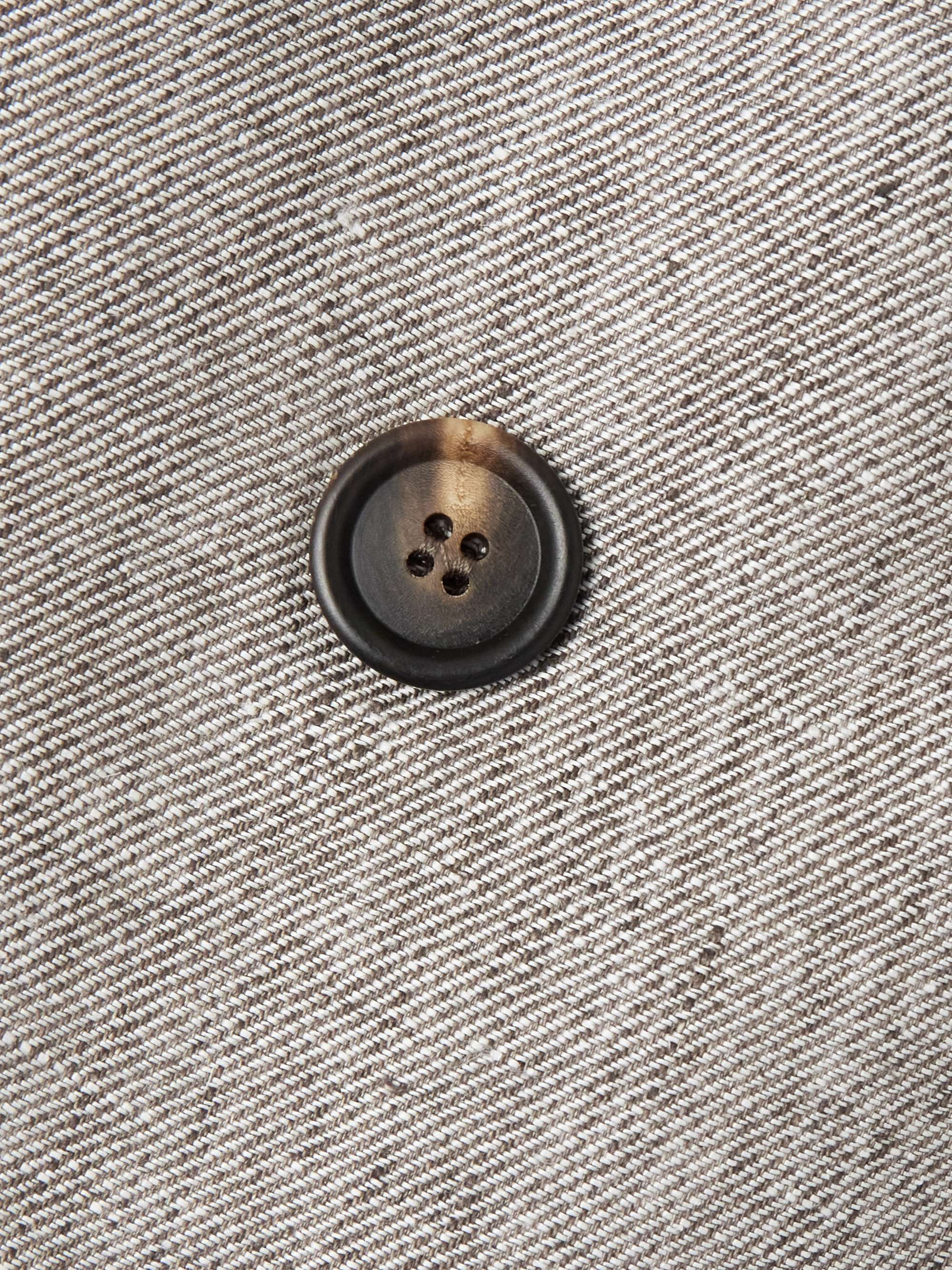 Double-breasted hemp and linen-blend blazer view