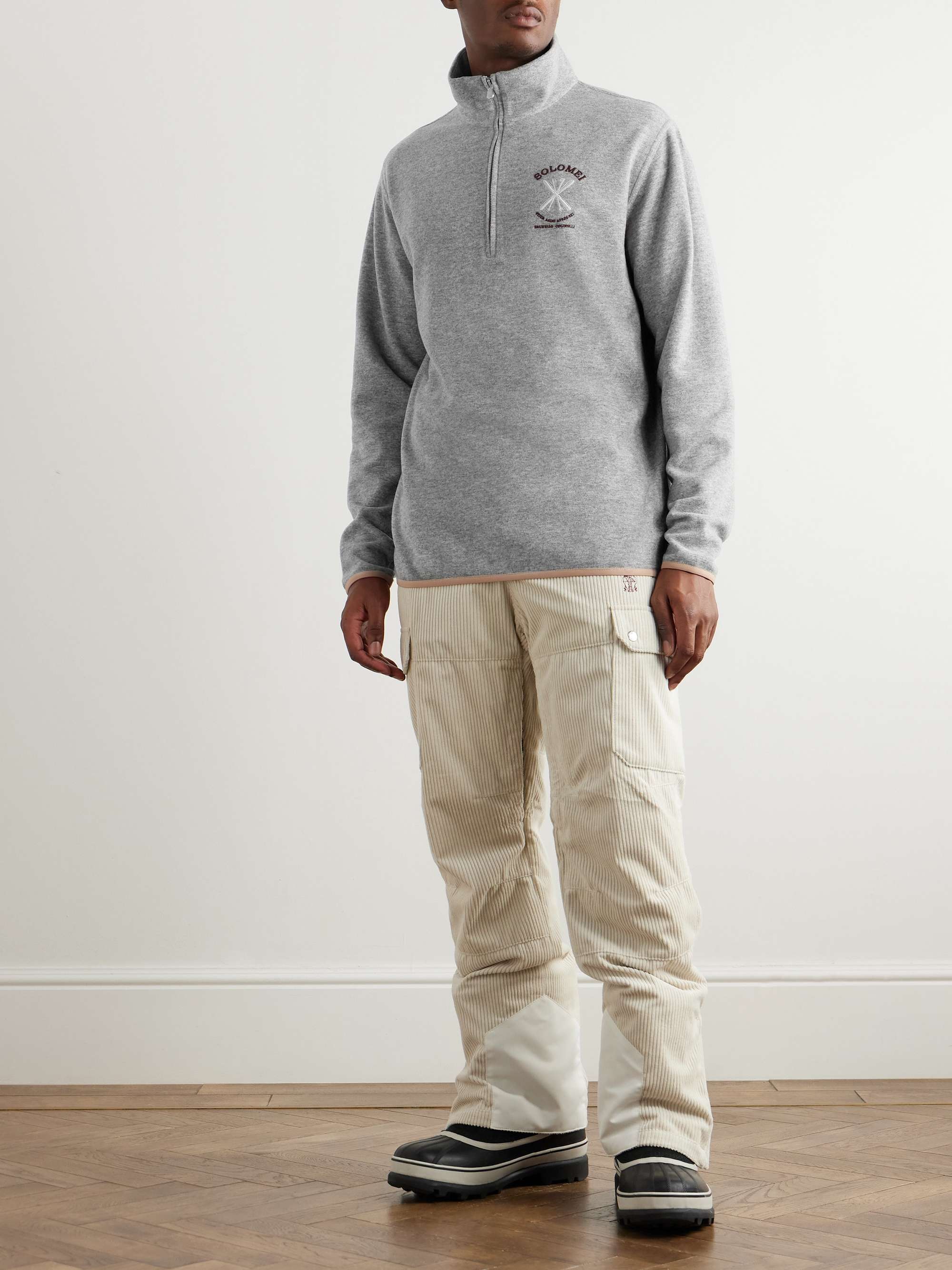 Logo-Embroidered Cashmere-Blend Half-Zip Sweater view
