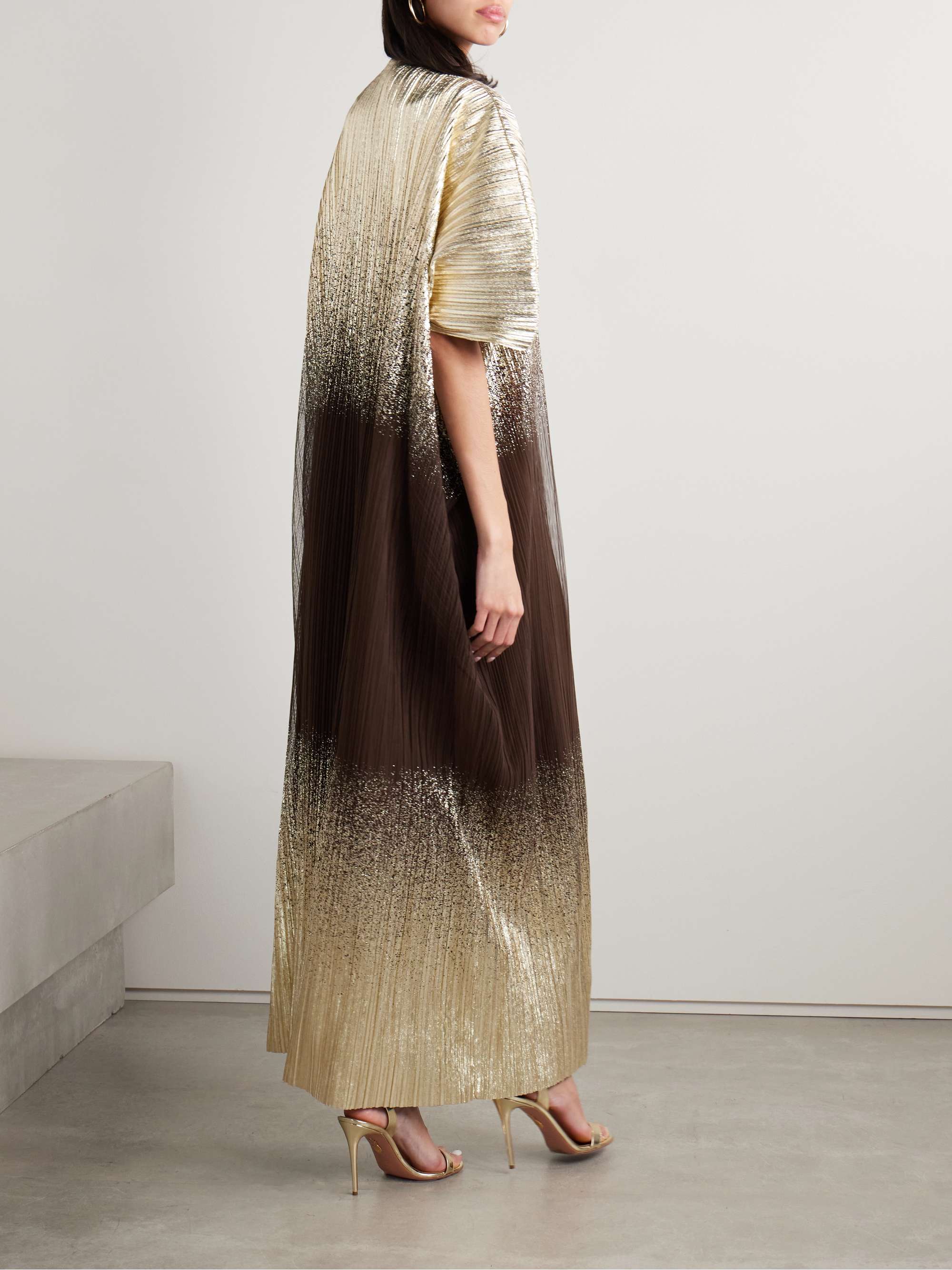 Cocoon metallic plissé-tulle gown view