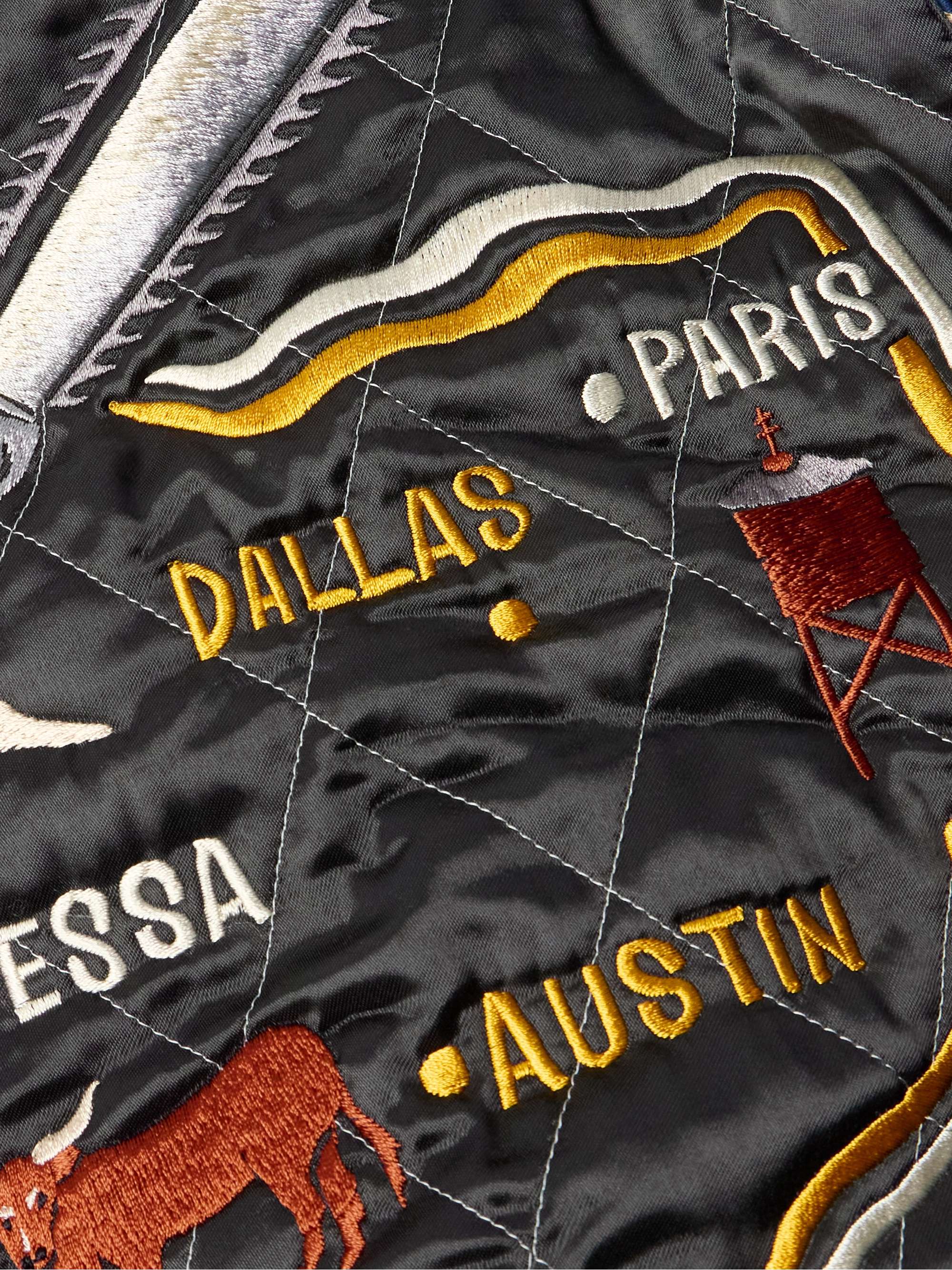 Embroidered Quilted Shell-Trimmed Cotton-Velvet Bomber Jacket view