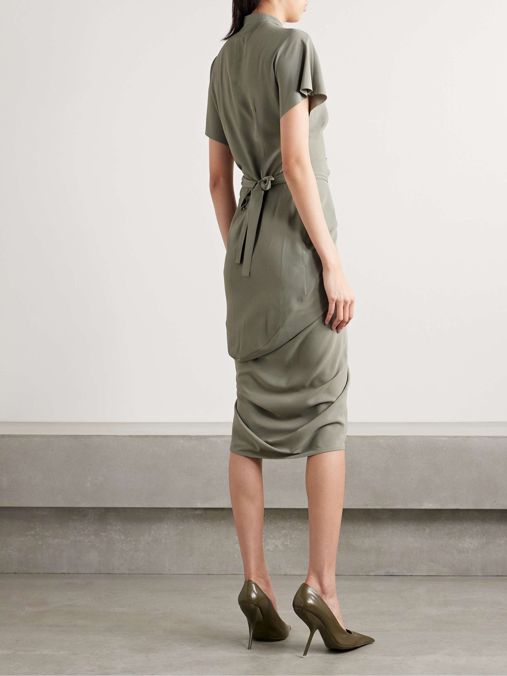 Draped crepe midi wrap dress view