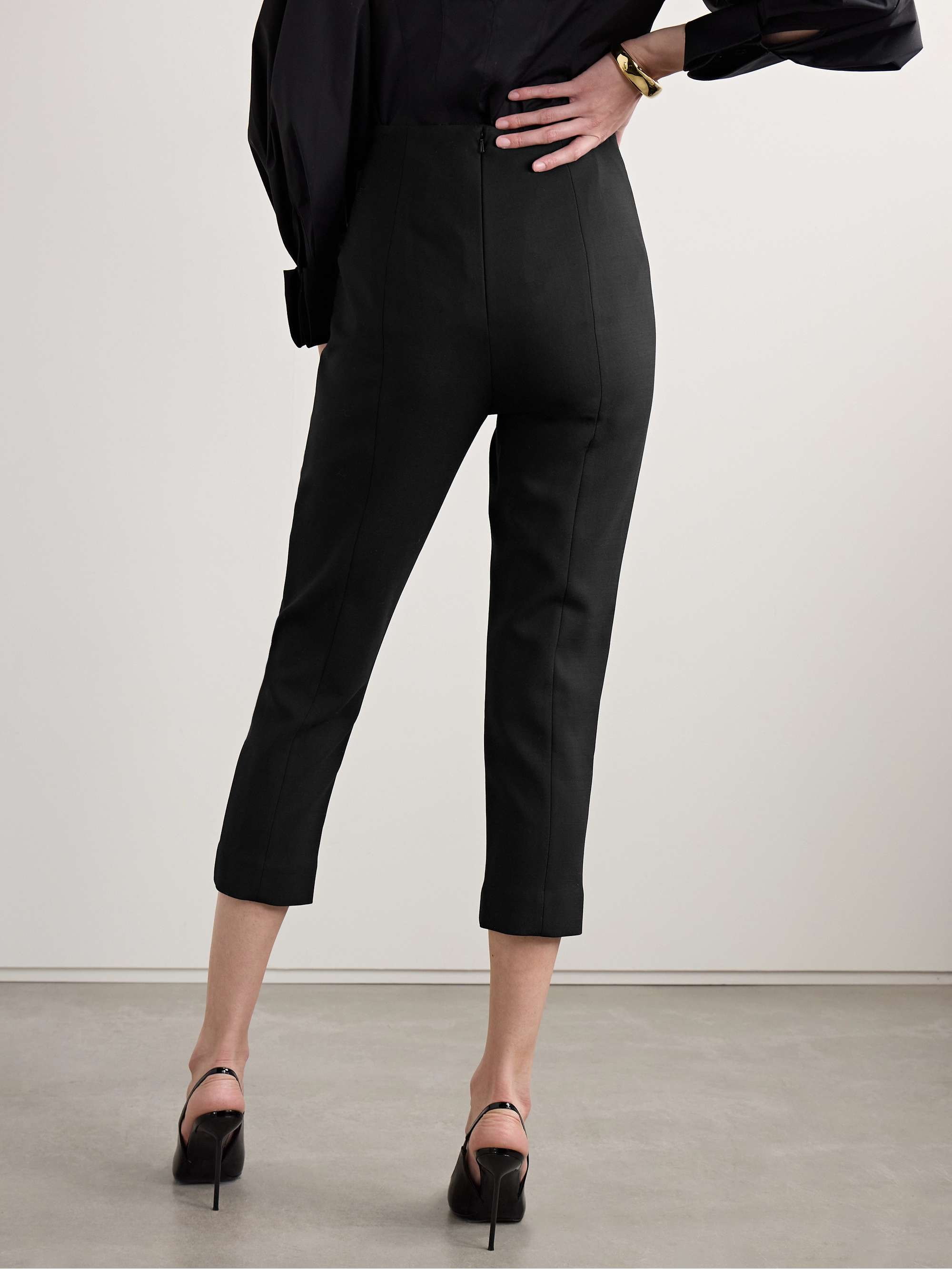 Cropped wool-blend crepe skinny pants view