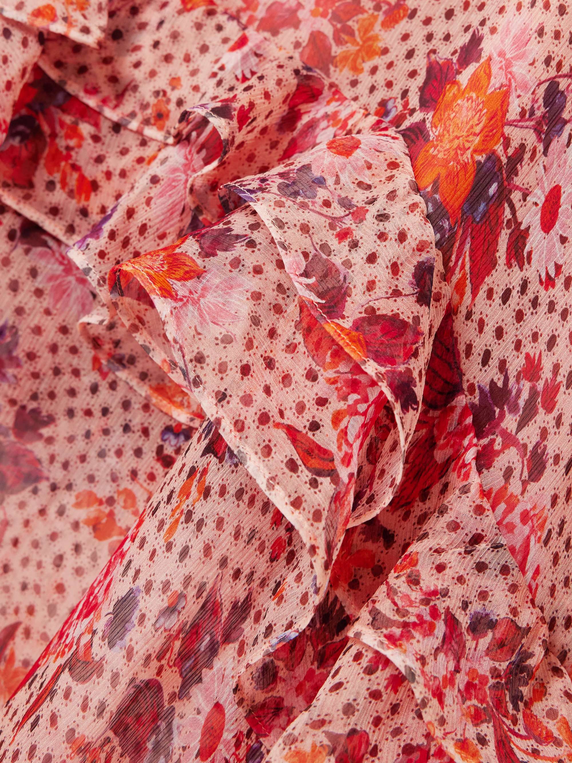 Miri ruffled beaded-embellished printed crepon dress view