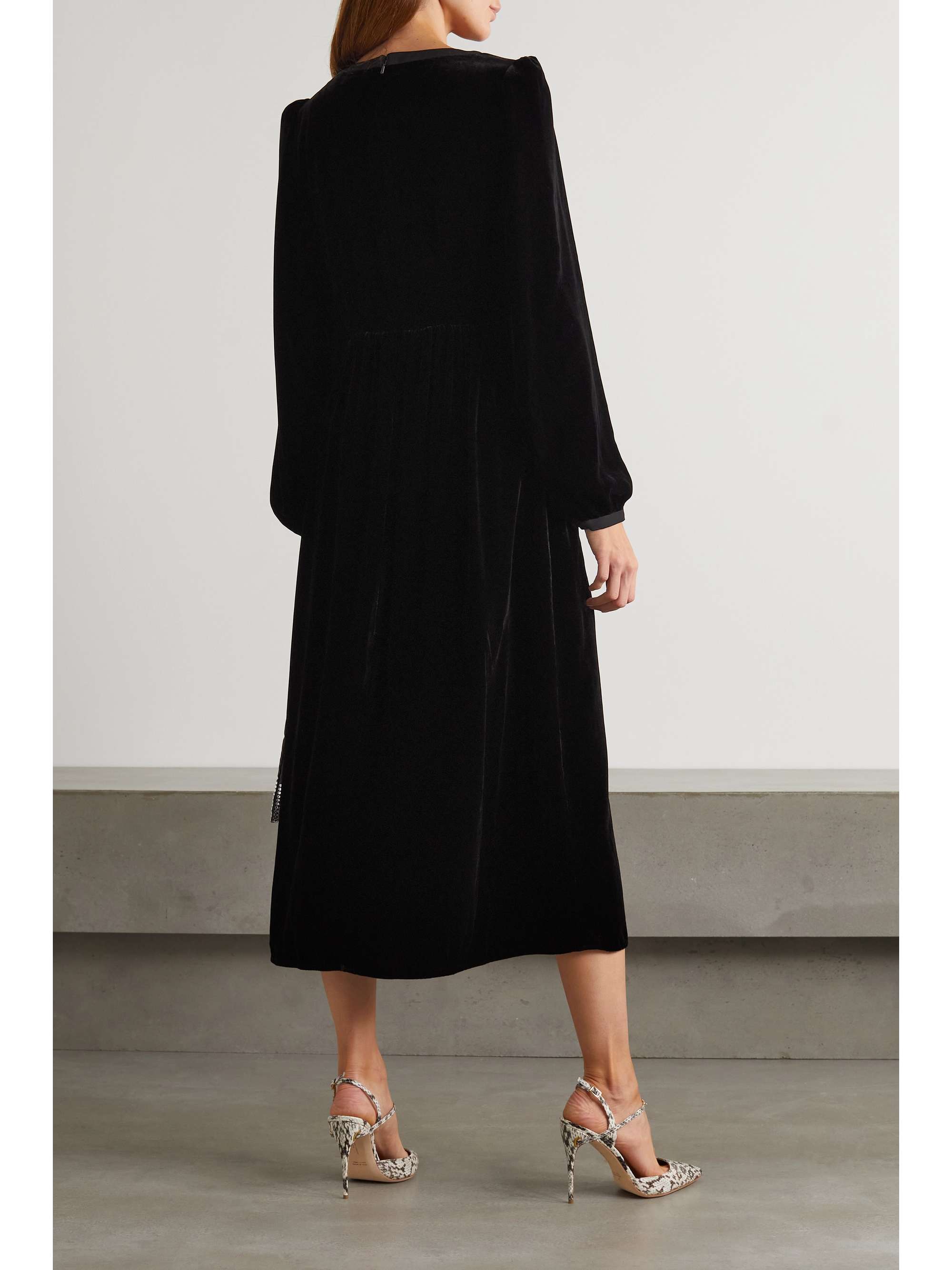 Camille bow-embellished velvet midi dress view