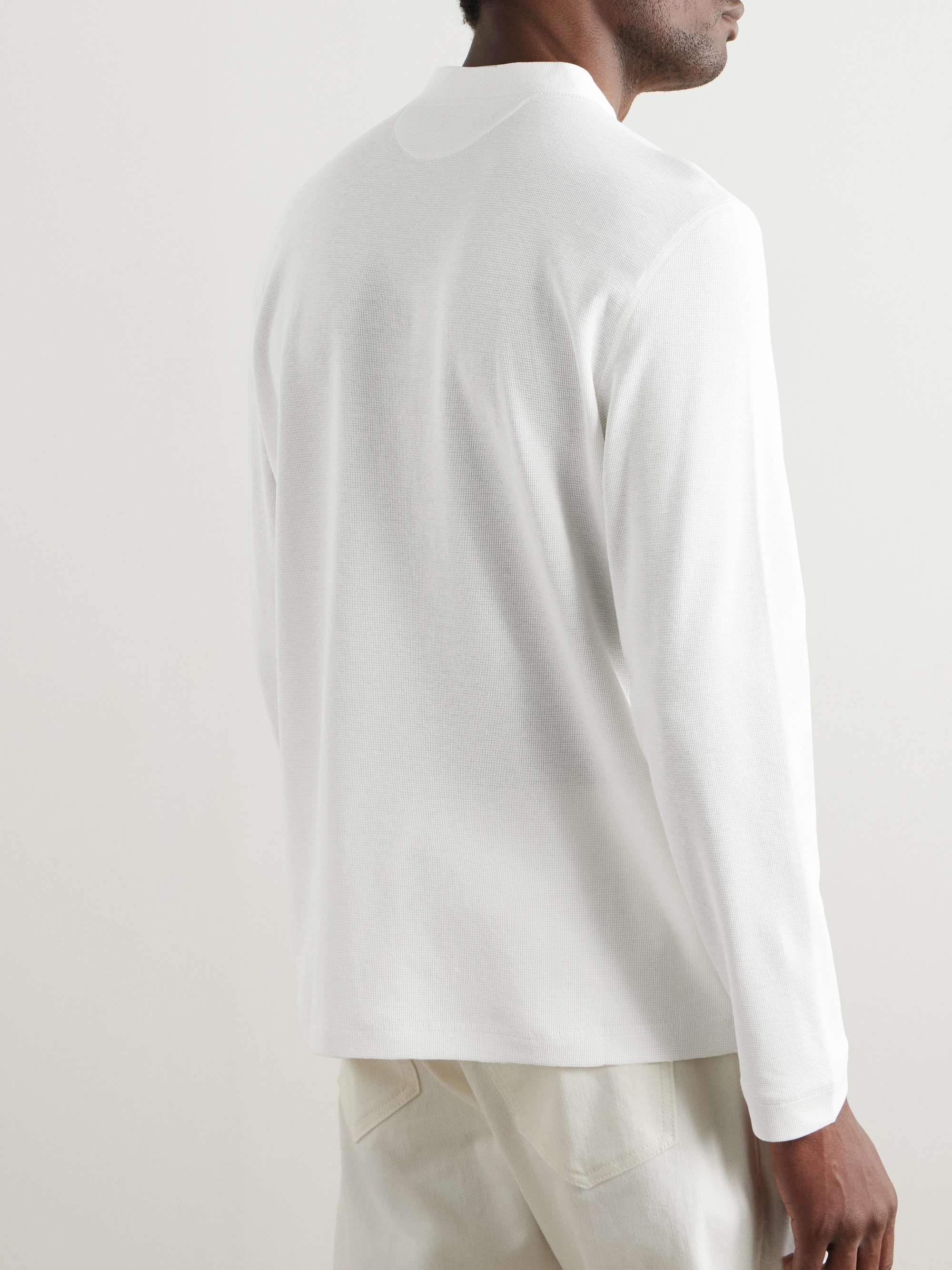 Cotton and Silk-Blend Henley T-Shirt view