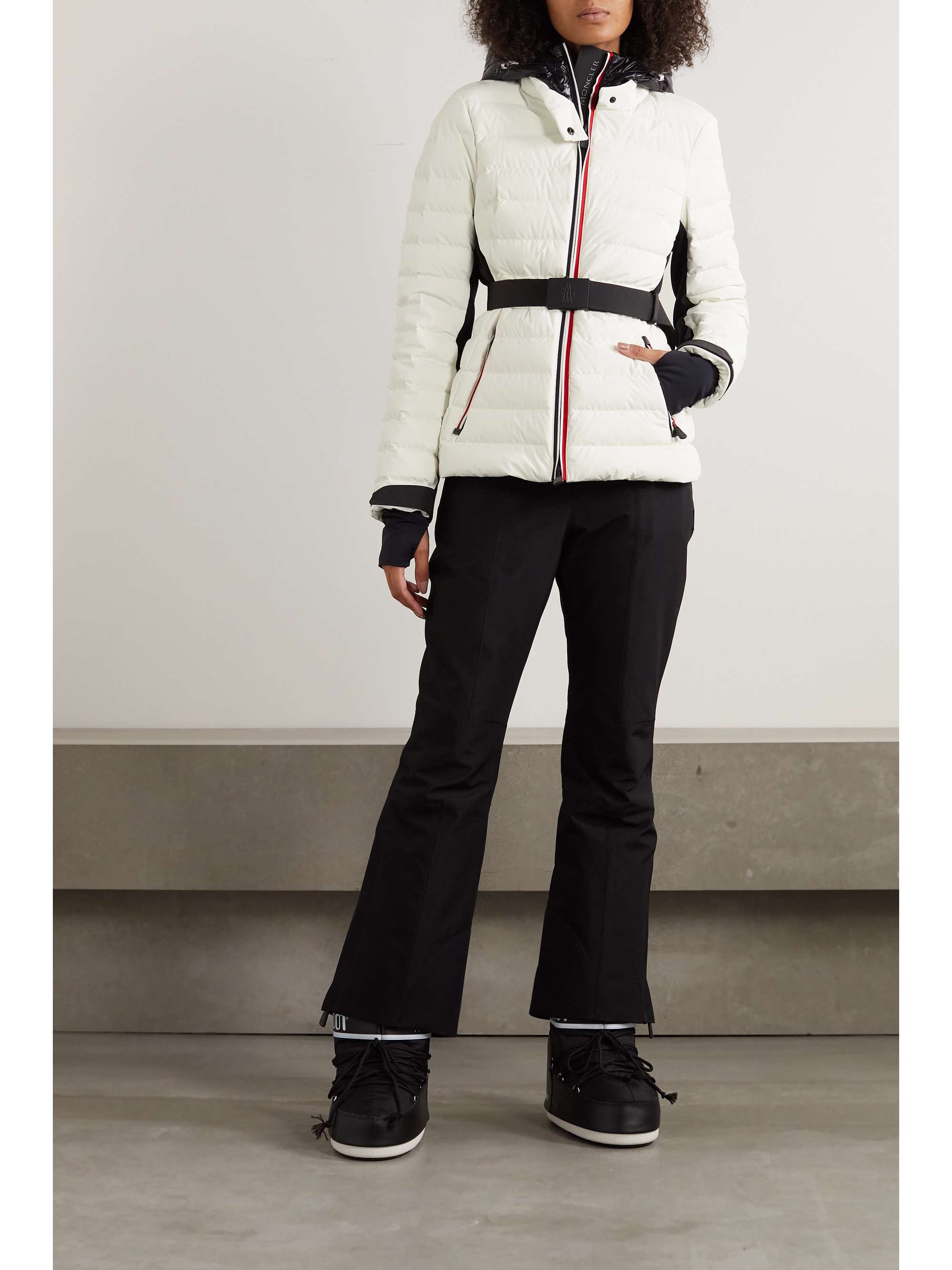 Bruche belted two-tone quilted down ski jacket view