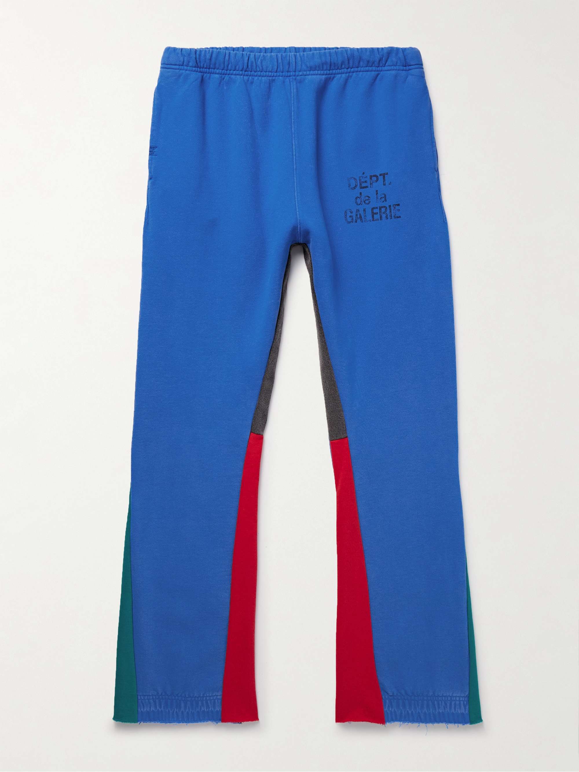 Flared Denim-Panelled Logo-Print Cotton-Jersey Sweatpants view