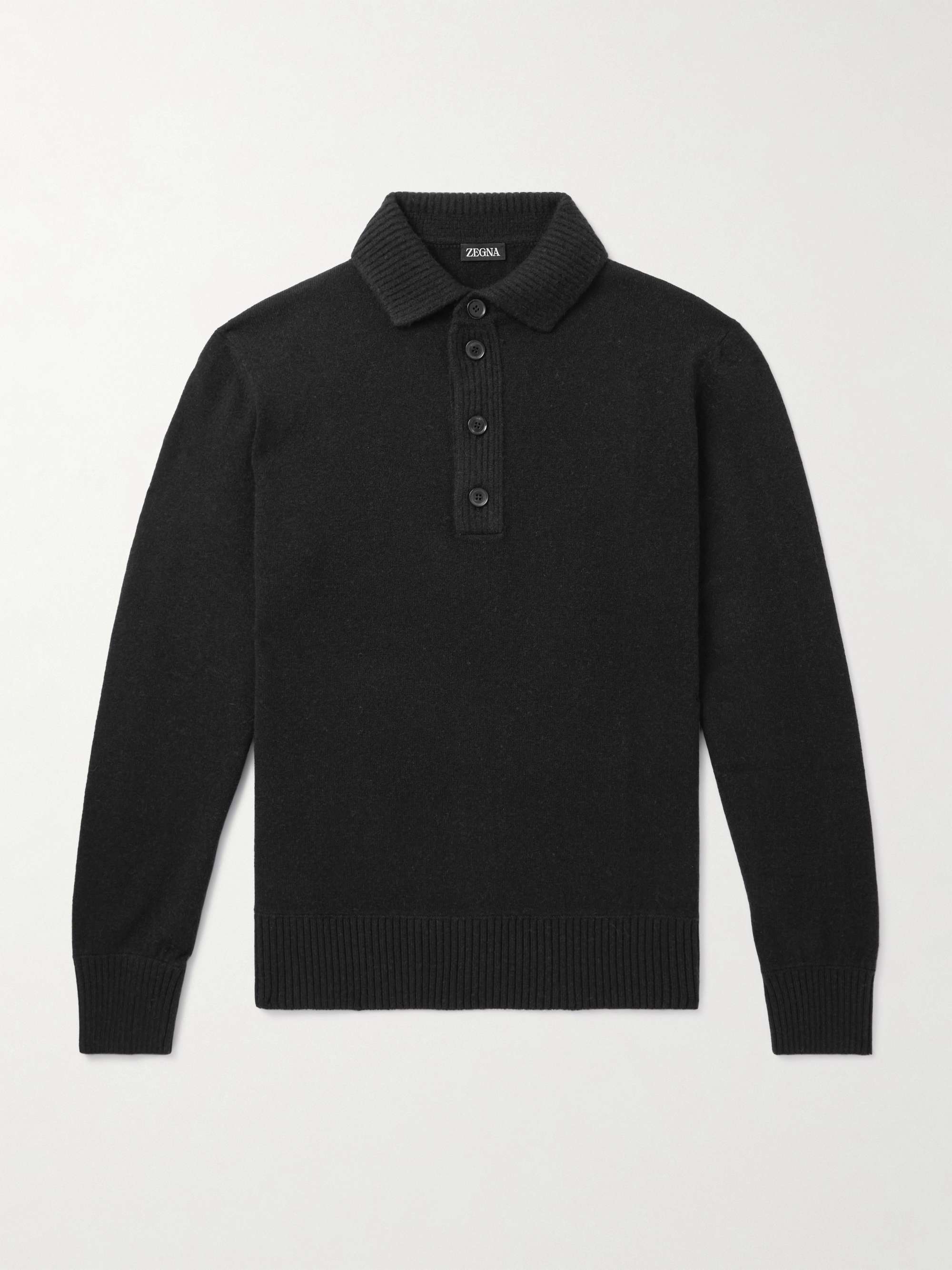 Slim-Fit Wool and Cashmere-Blend Polo Shirt view