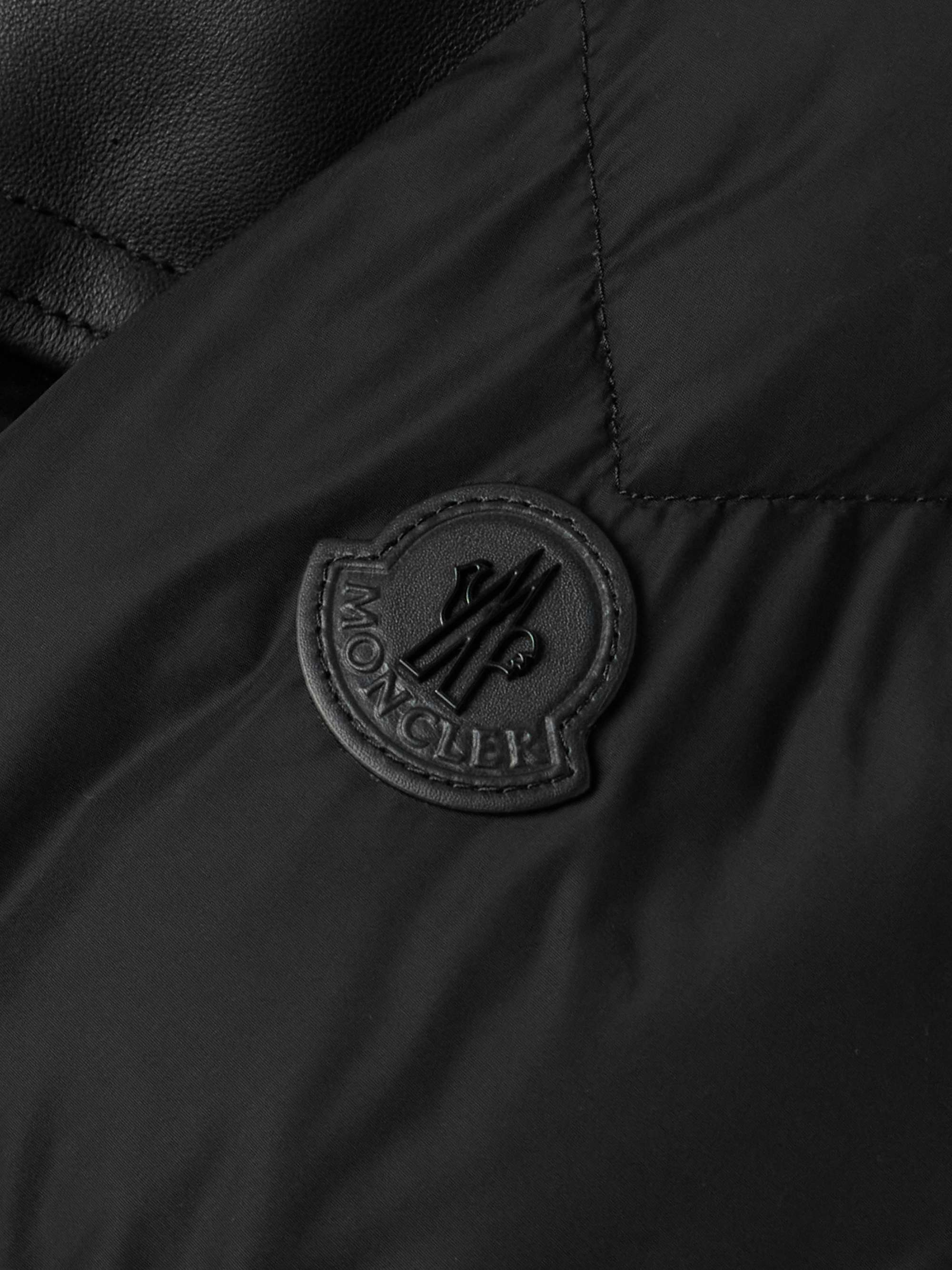 Leo Logo-Appliquéd Shearling and Leather-Trimmed Quilted Shell Down Jacket view