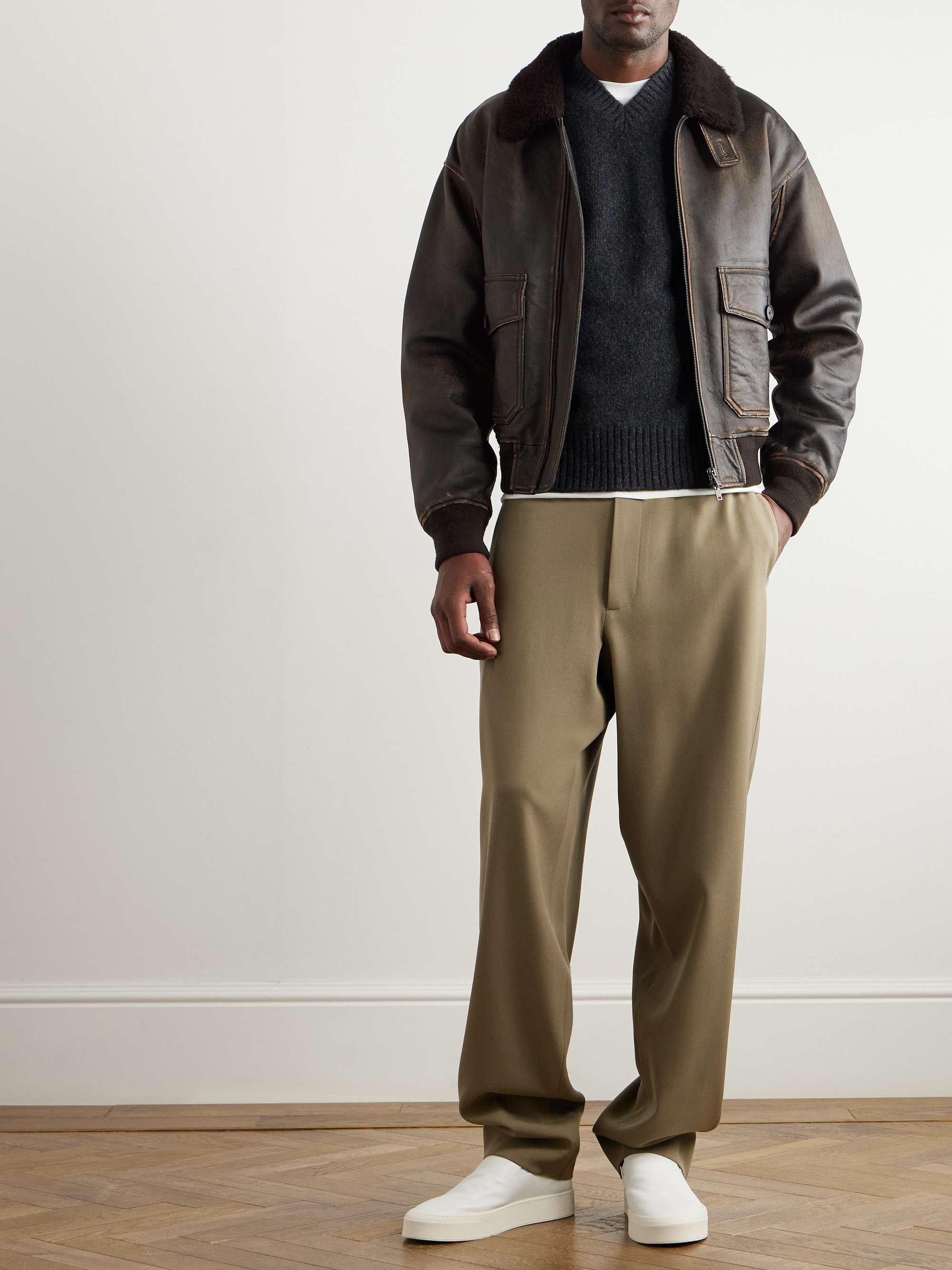 Herzog Shearling-Trimmed Leather Jacket view