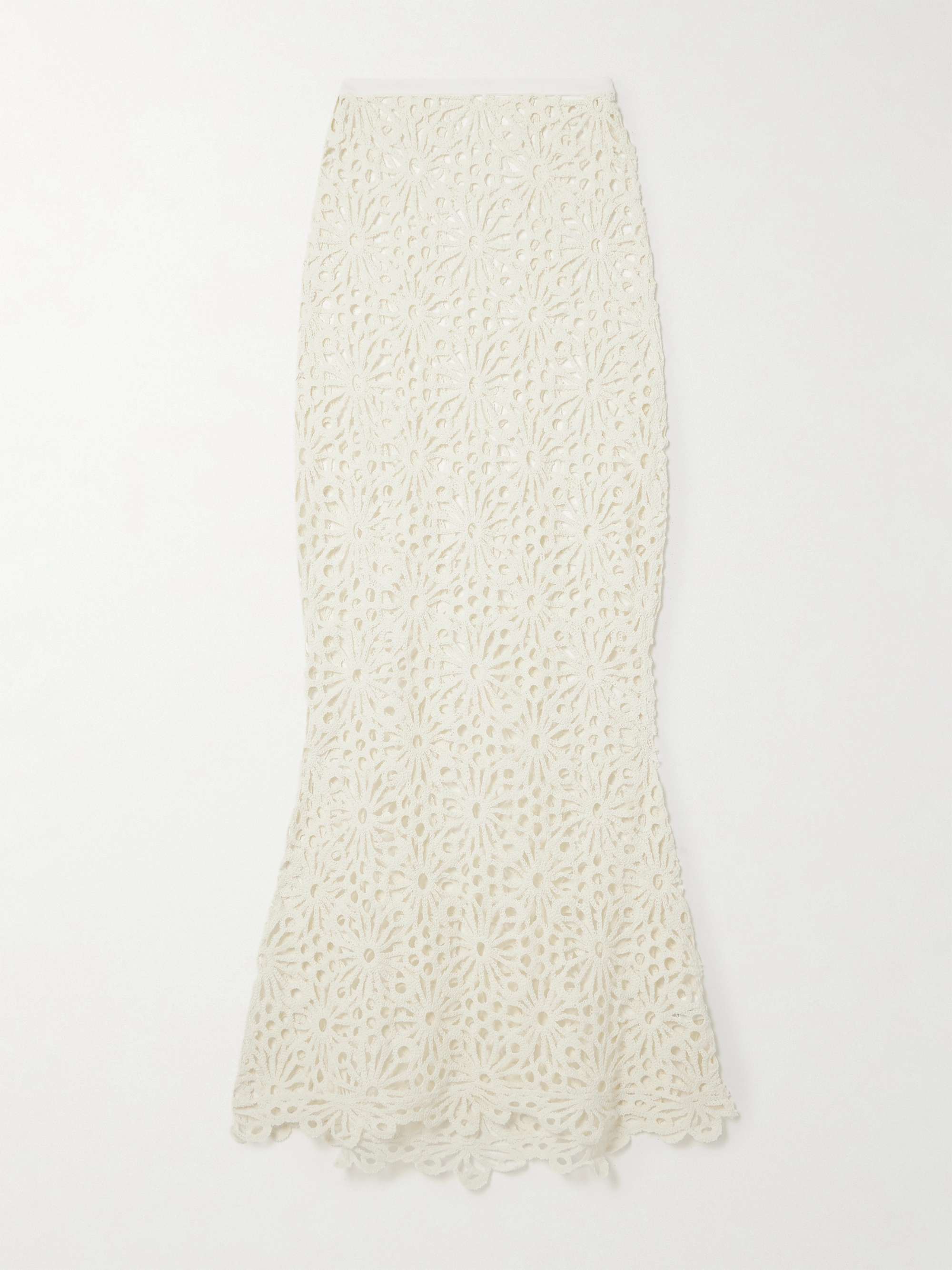 Obie stretch crepe-trimmed open-knit cotton-blend maxi skirt view