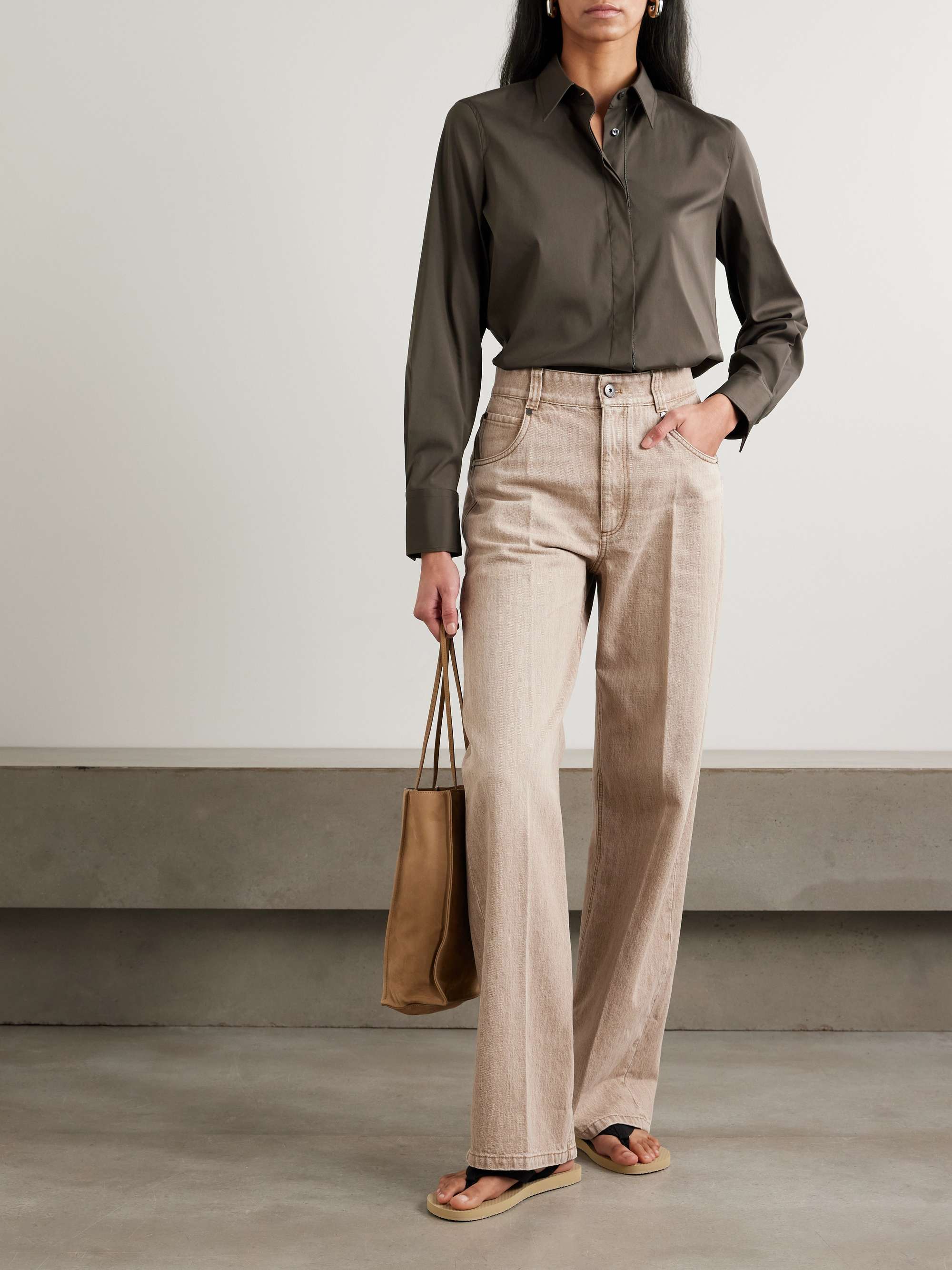 Bead-embellished cotton-blend poplin shirt view