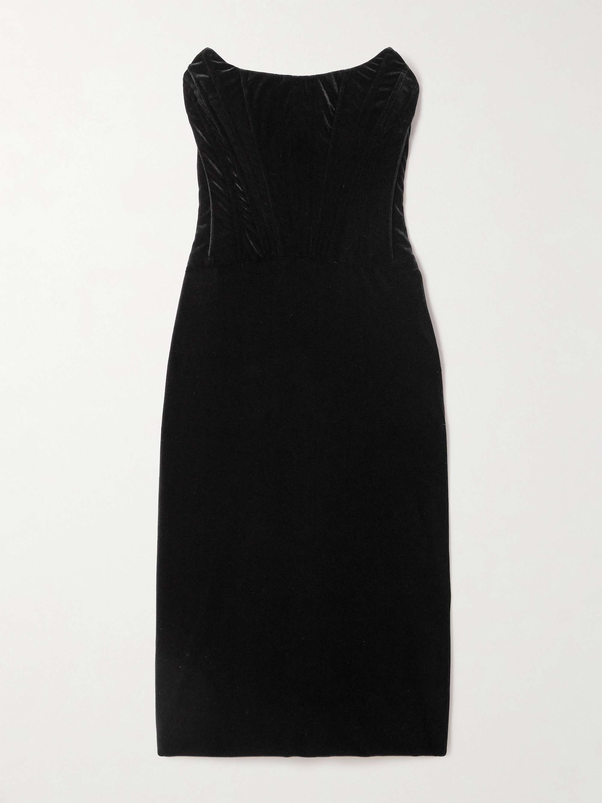 Strapless velvet corset midi dress view
