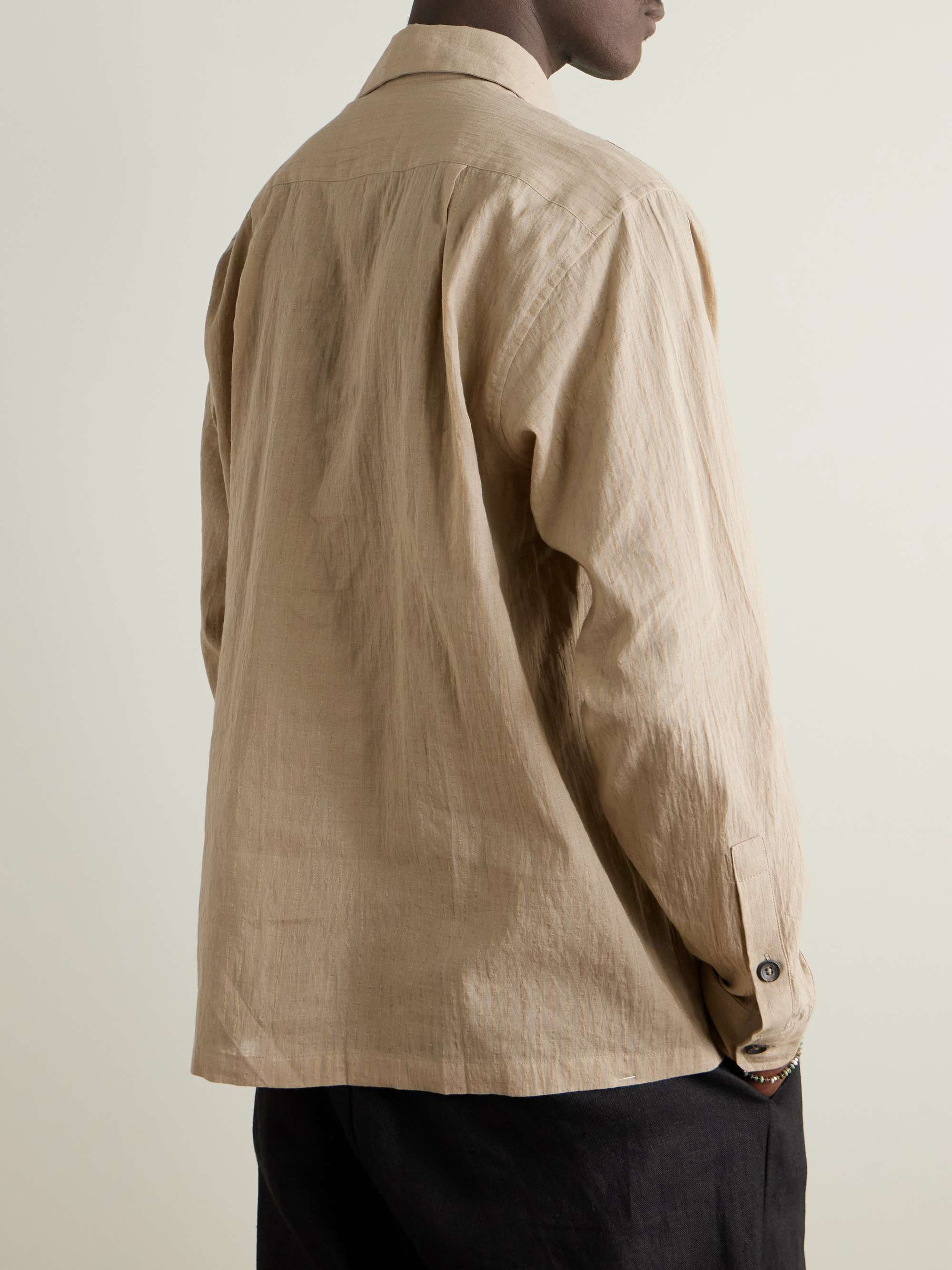 Striped Metallic Cotton-Jacquard Shirt view