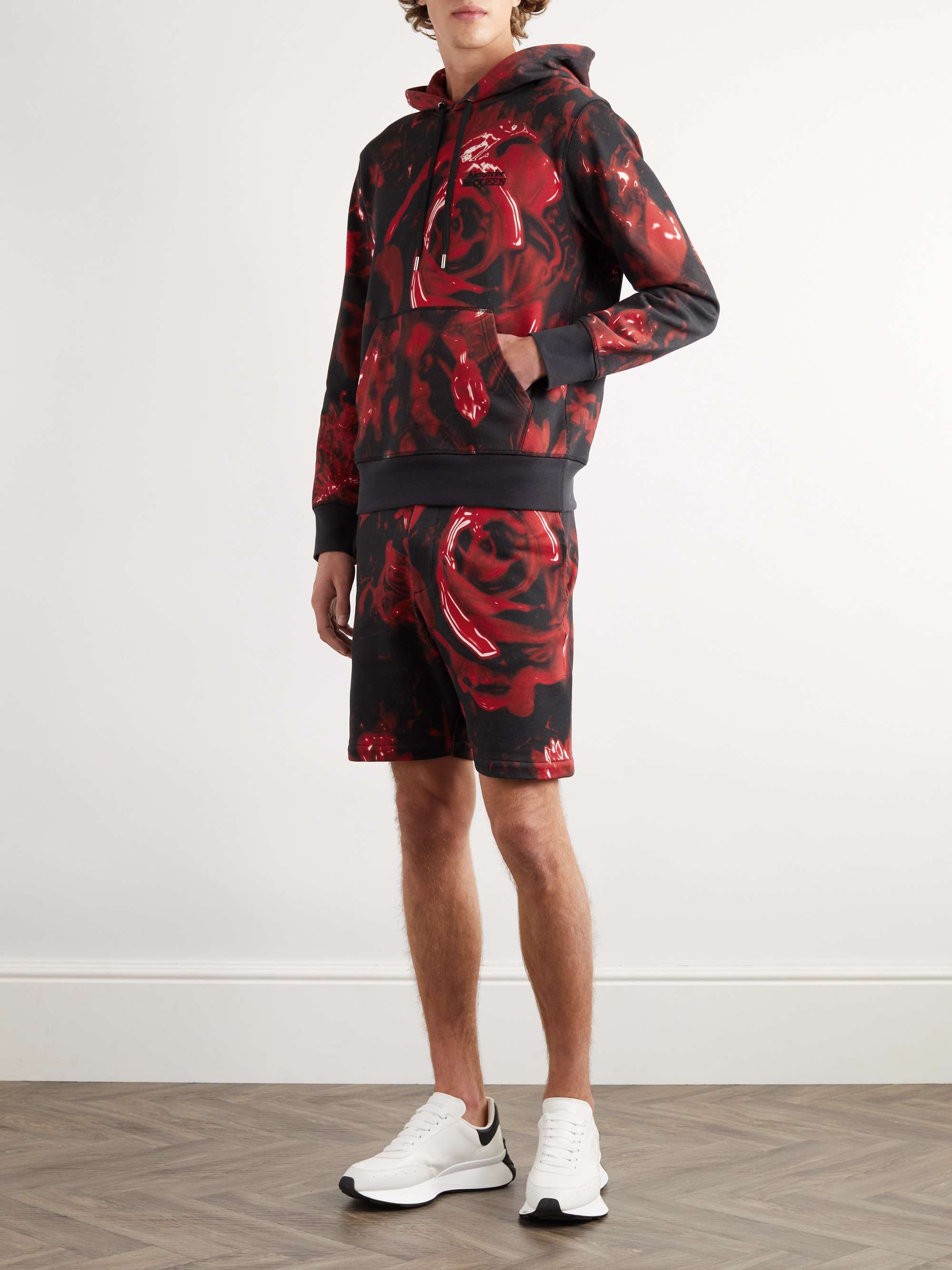 Logo-Embroidered Printed Cotton-Jersey Hoodie view