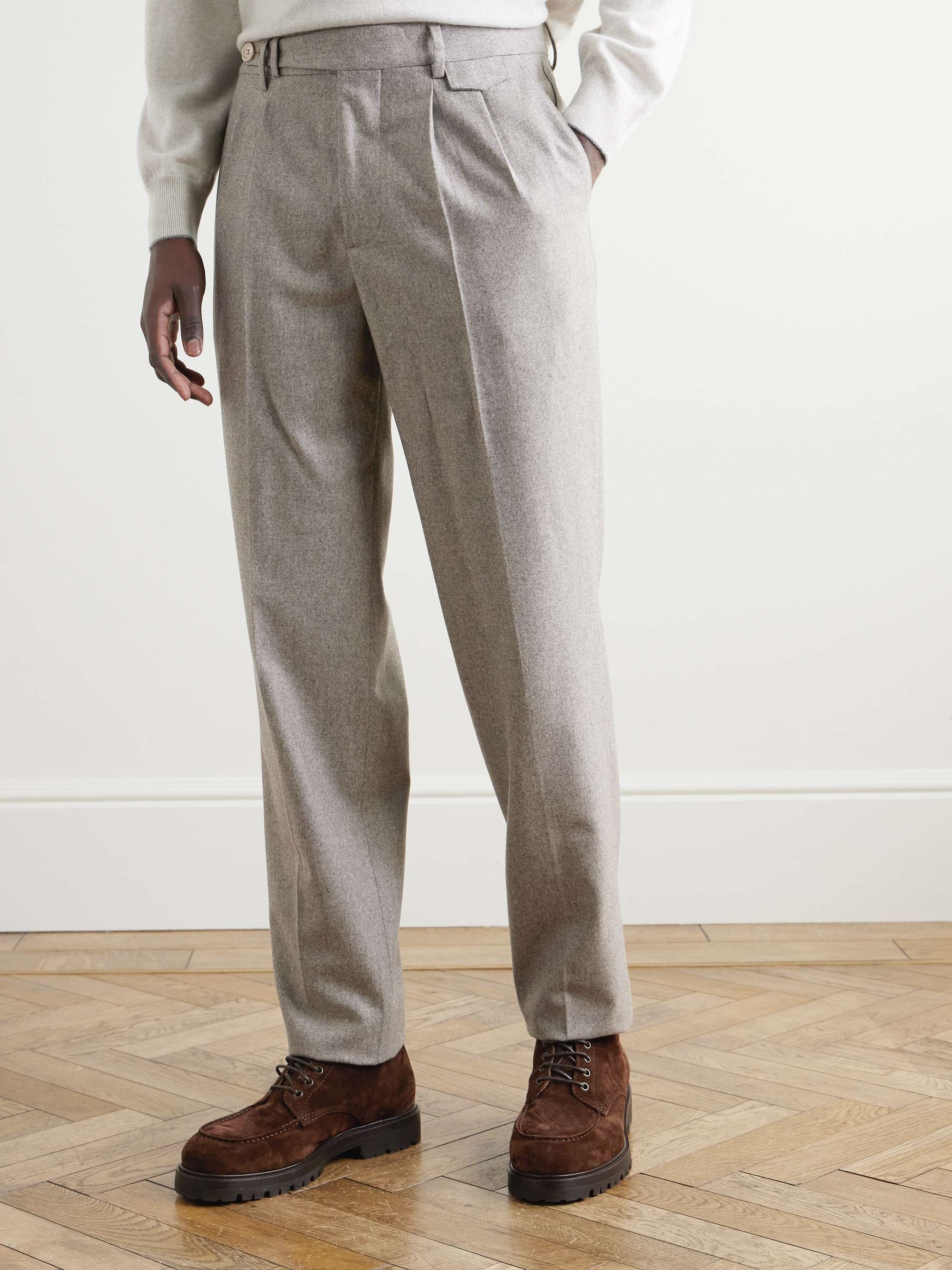 Tapered Pleated Virgin Wool Trousers view